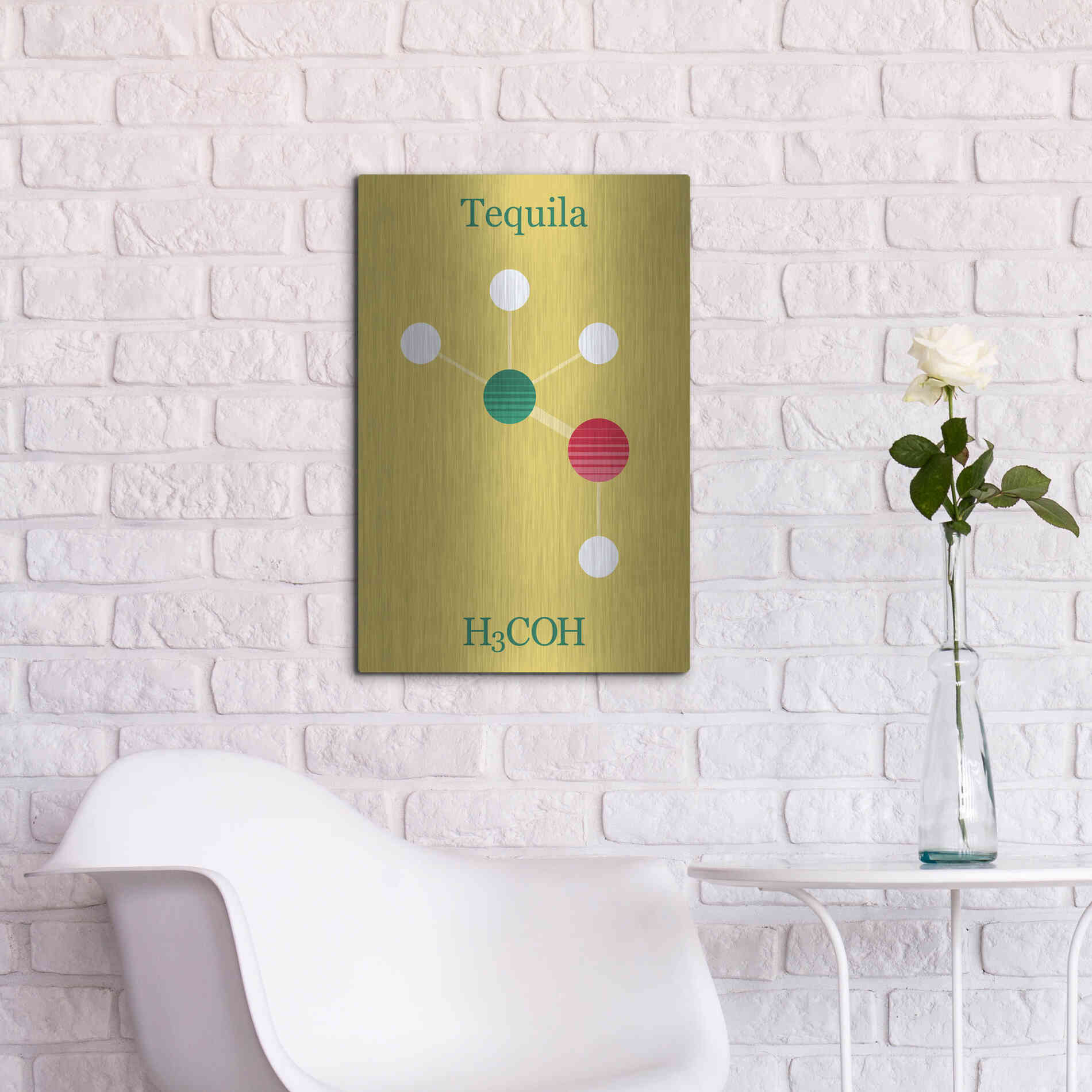 Luxe Metal Art 'Tequila Molecule' by Epic Portfolio, Metal Wall Art,16x24