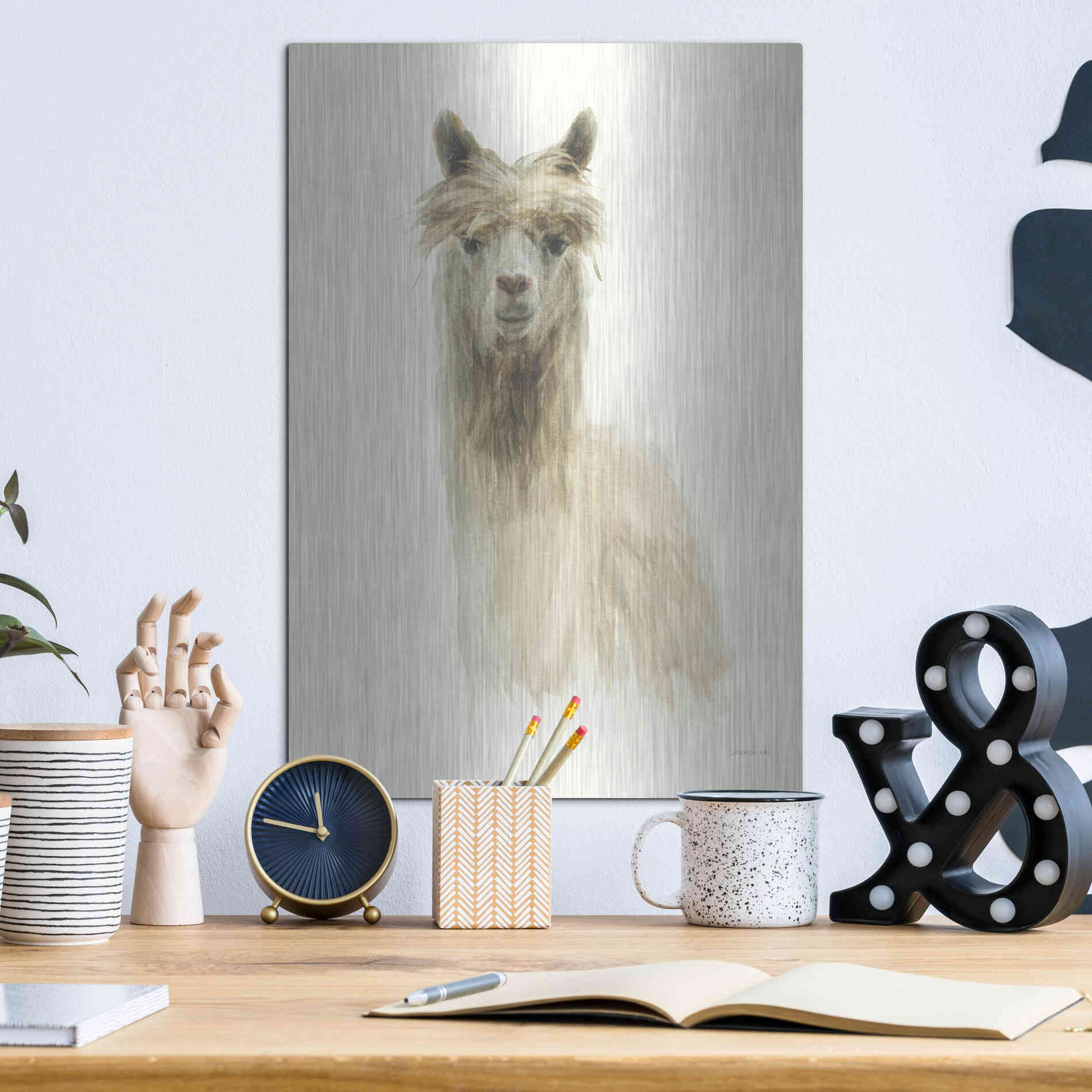 Luxe Metal Art 'Classic Llamas I' by Danhui Nai, Metal Wall Art,12x16