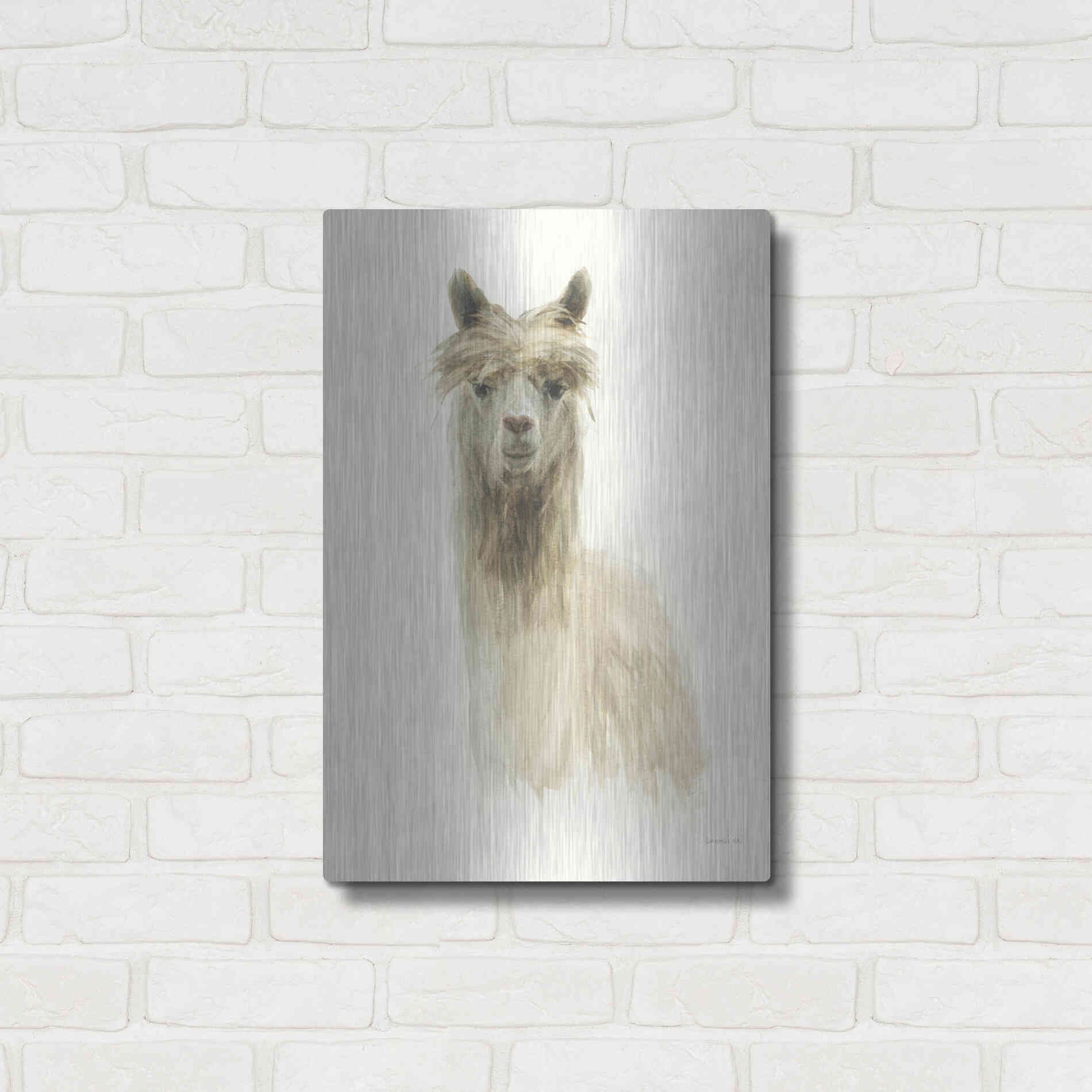 Luxe Metal Art 'Classic Llamas I' by Danhui Nai, Metal Wall Art,16x24