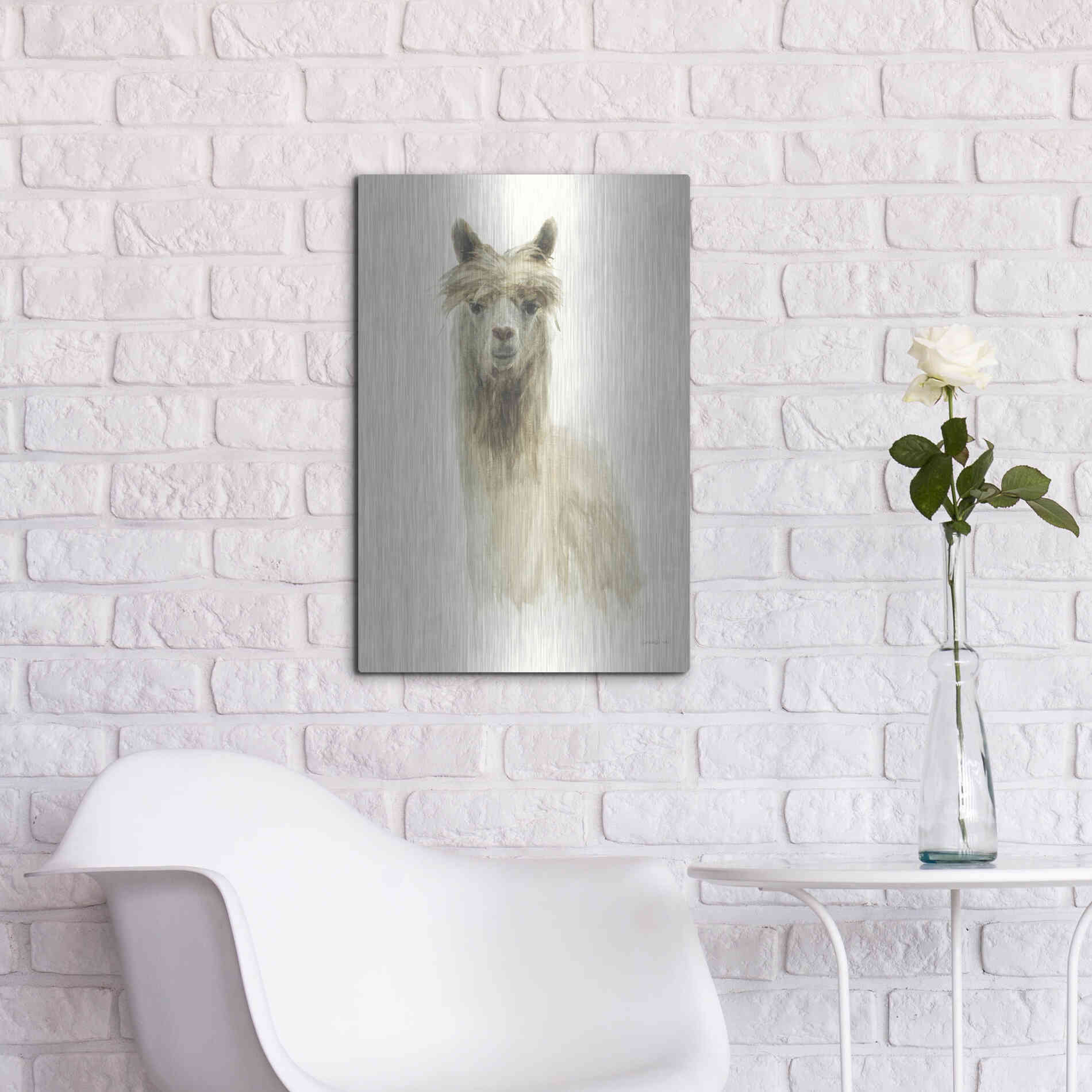 Luxe Metal Art 'Classic Llamas I' by Danhui Nai, Metal Wall Art,16x24