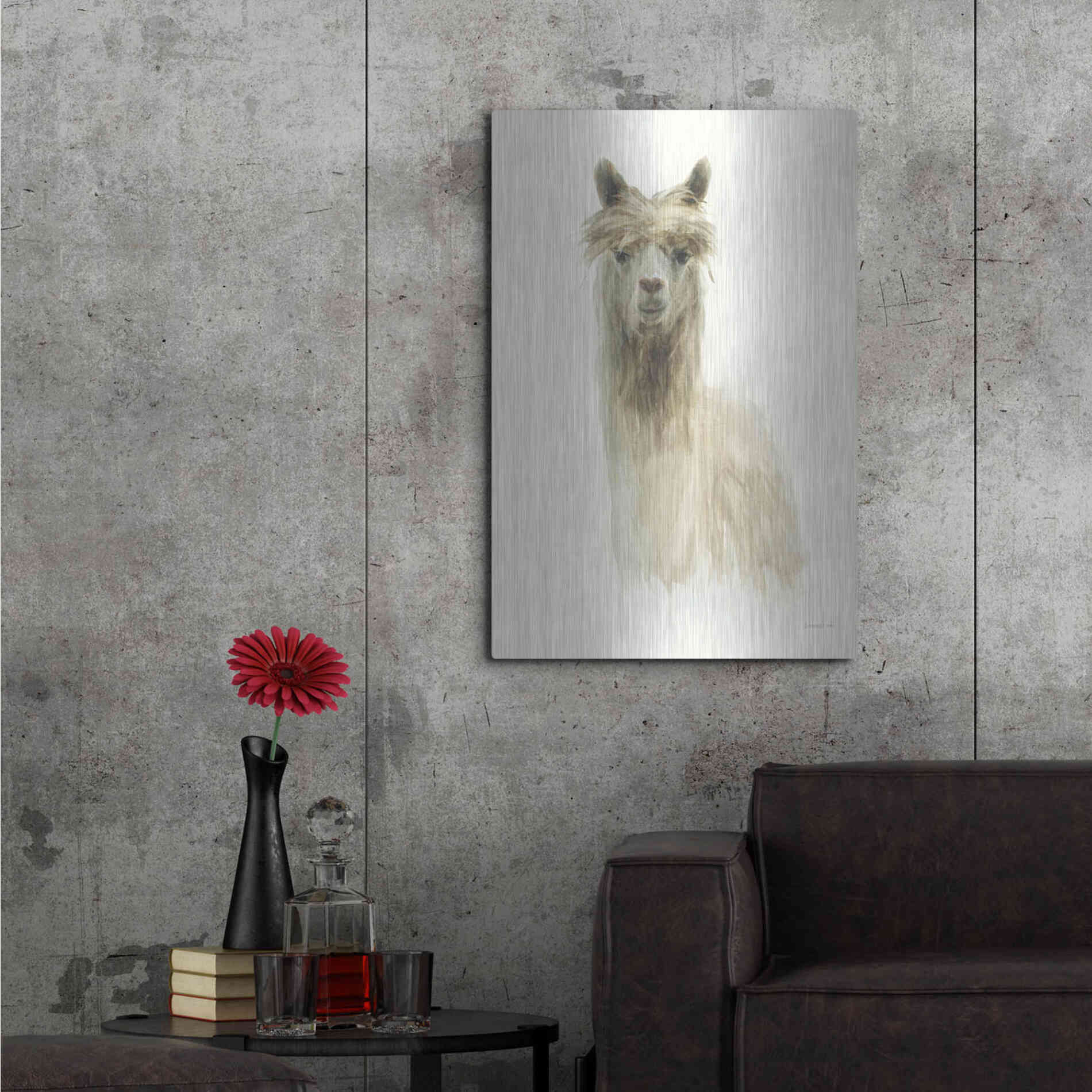 Luxe Metal Art 'Classic Llamas I' by Danhui Nai, Metal Wall Art,24x36