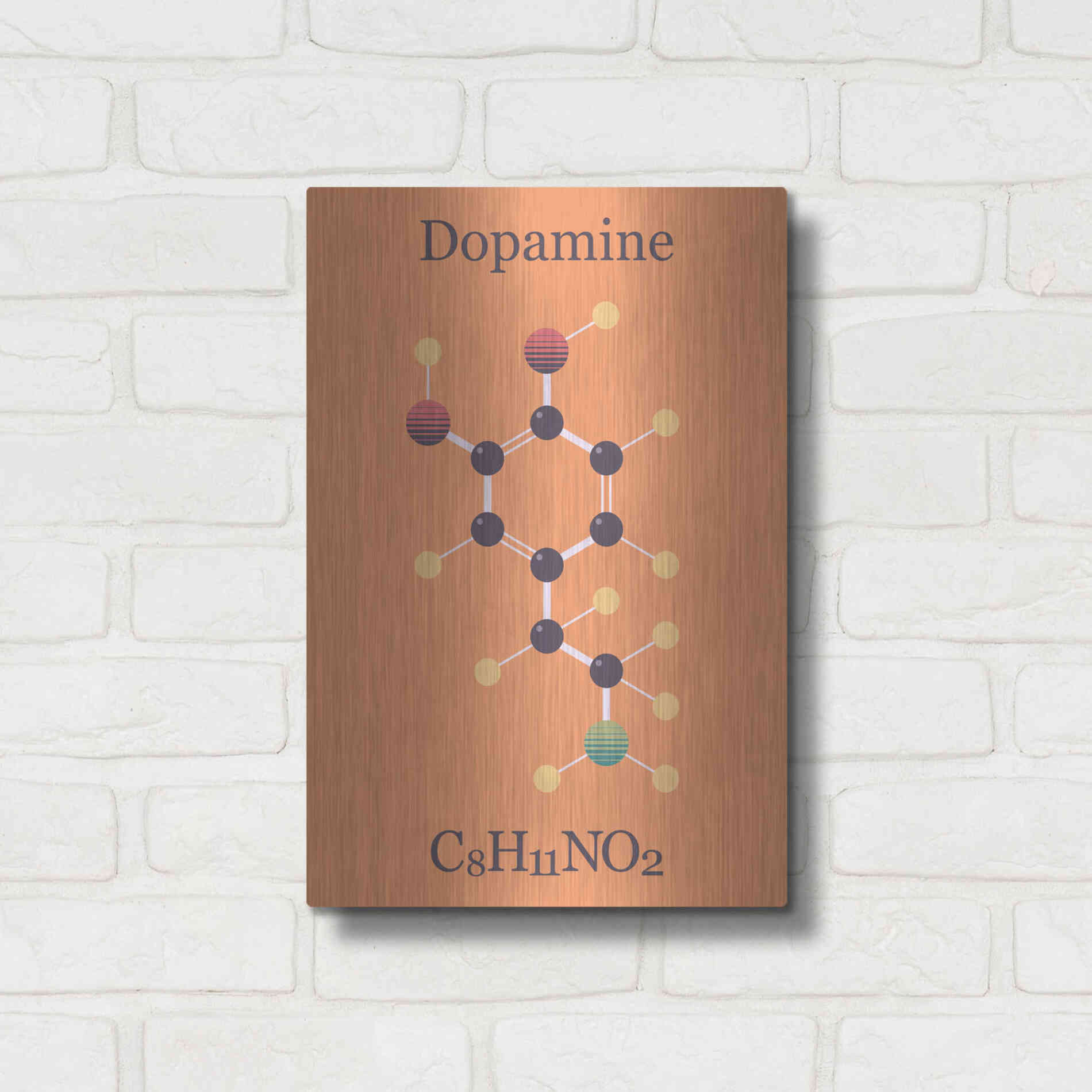 Luxe Metal Art 'Peace Or Dopamine Molecule I' by Epic Portfolio, Metal Wall Art,12x16