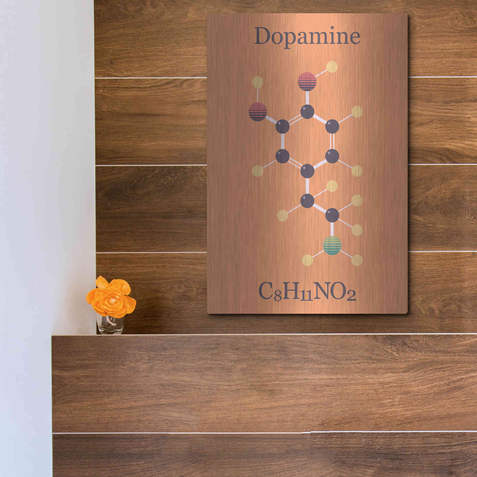 Luxe Metal Art 'Peace Or Dopamine Molecule I' by Epic Portfolio, Metal Wall Art,12x16