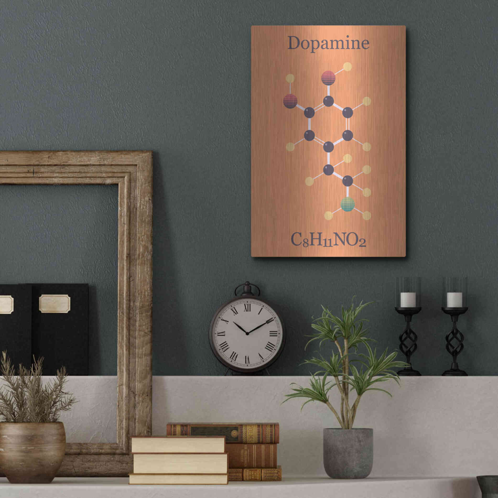 Luxe Metal Art 'Peace Or Dopamine Molecule I' by Epic Portfolio, Metal Wall Art,12x16