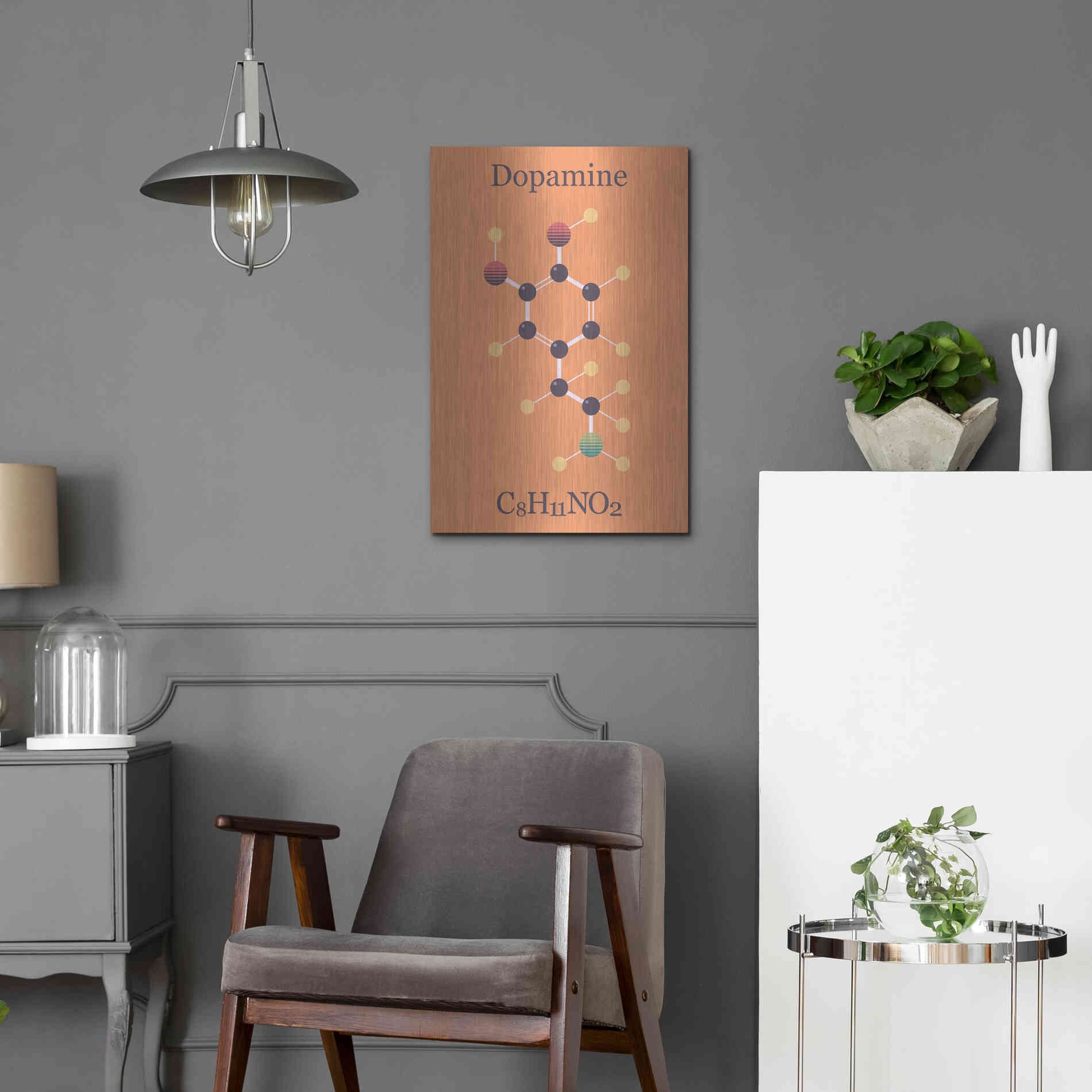 Luxe Metal Art 'Peace Or Dopamine Molecule I' by Epic Portfolio, Metal Wall Art,16x24