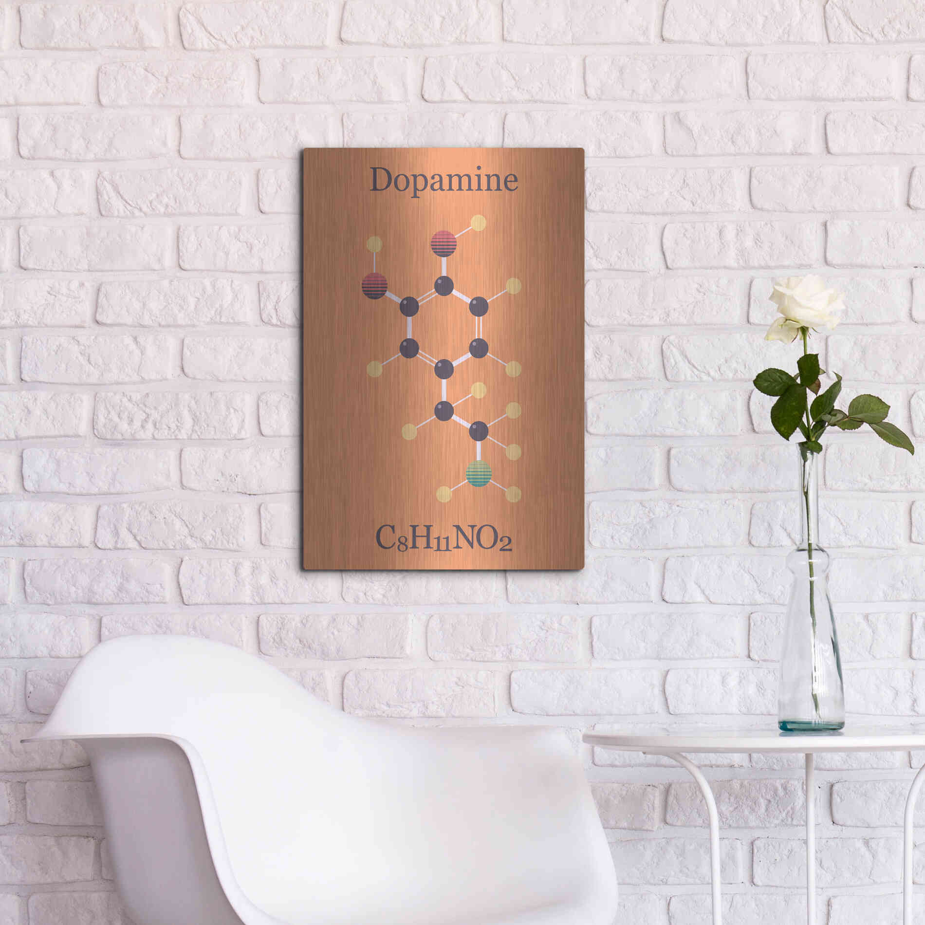 Luxe Metal Art 'Peace Or Dopamine Molecule I' by Epic Portfolio, Metal Wall Art,16x24