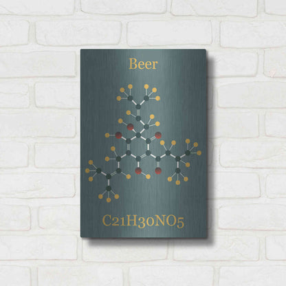 Luxe Metal Art 'Beer Molecule II' by Epic Portfolio, Metal Wall Art,12x16