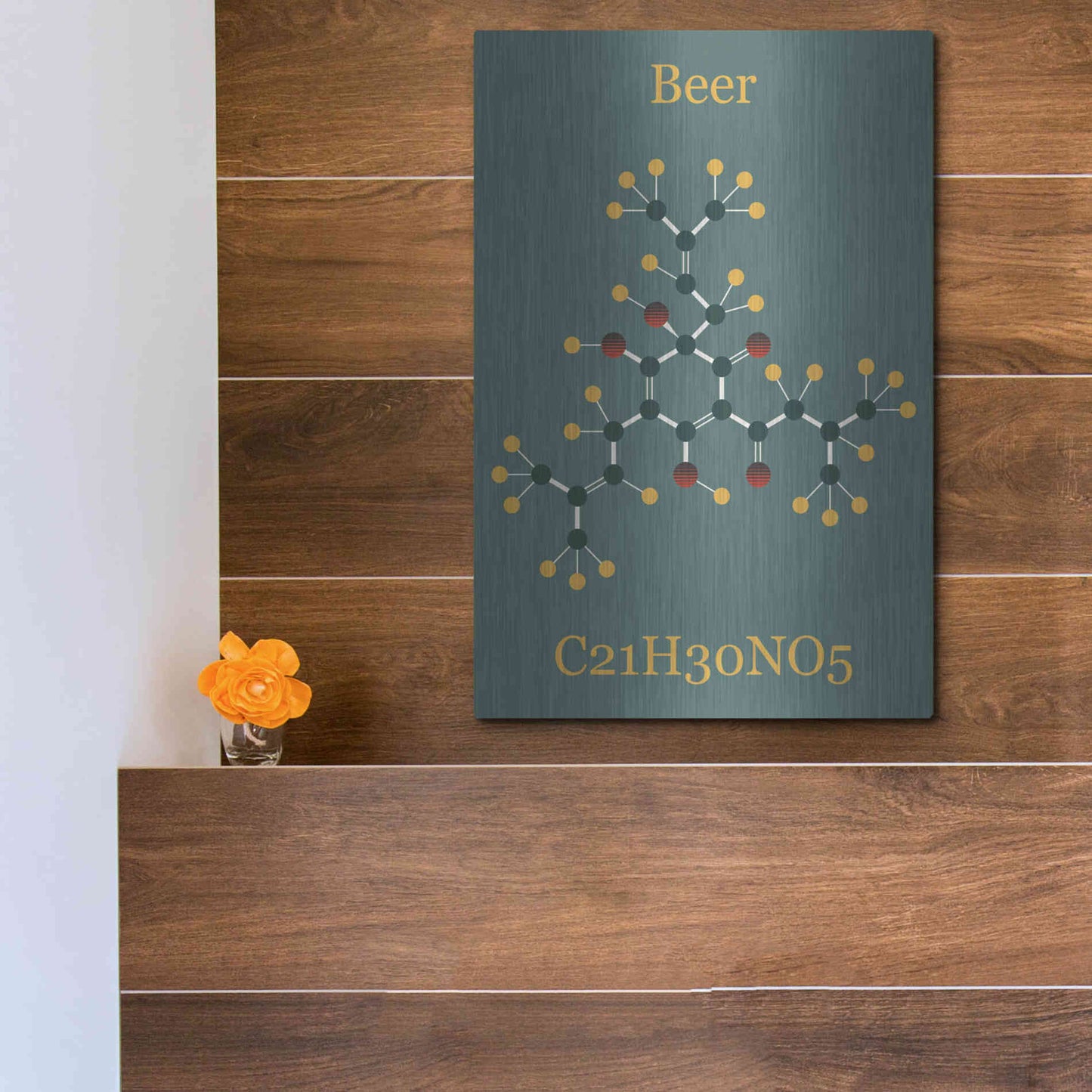 Luxe Metal Art 'Beer Molecule II' by Epic Portfolio, Metal Wall Art,12x16