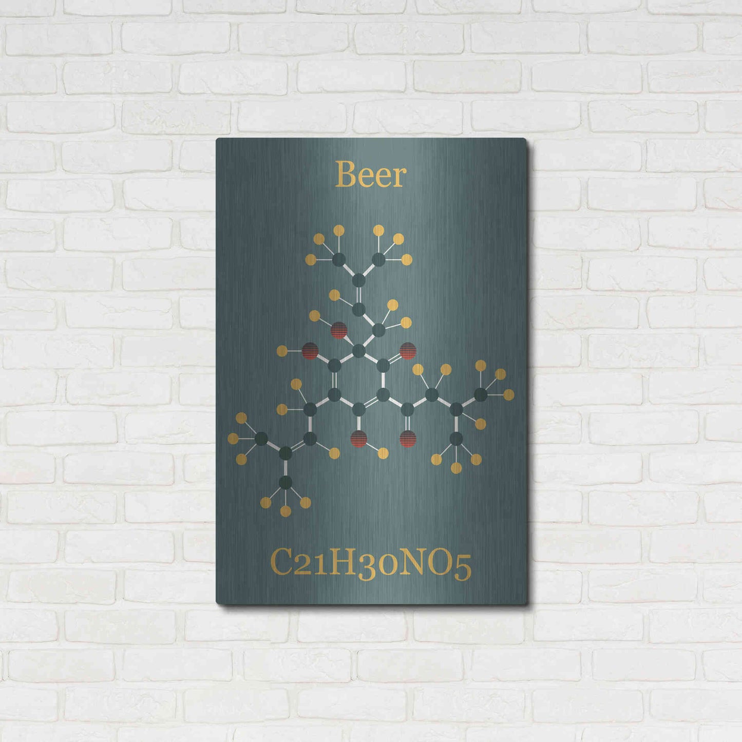 Luxe Metal Art 'Beer Molecule II' by Epic Portfolio, Metal Wall Art,24x36