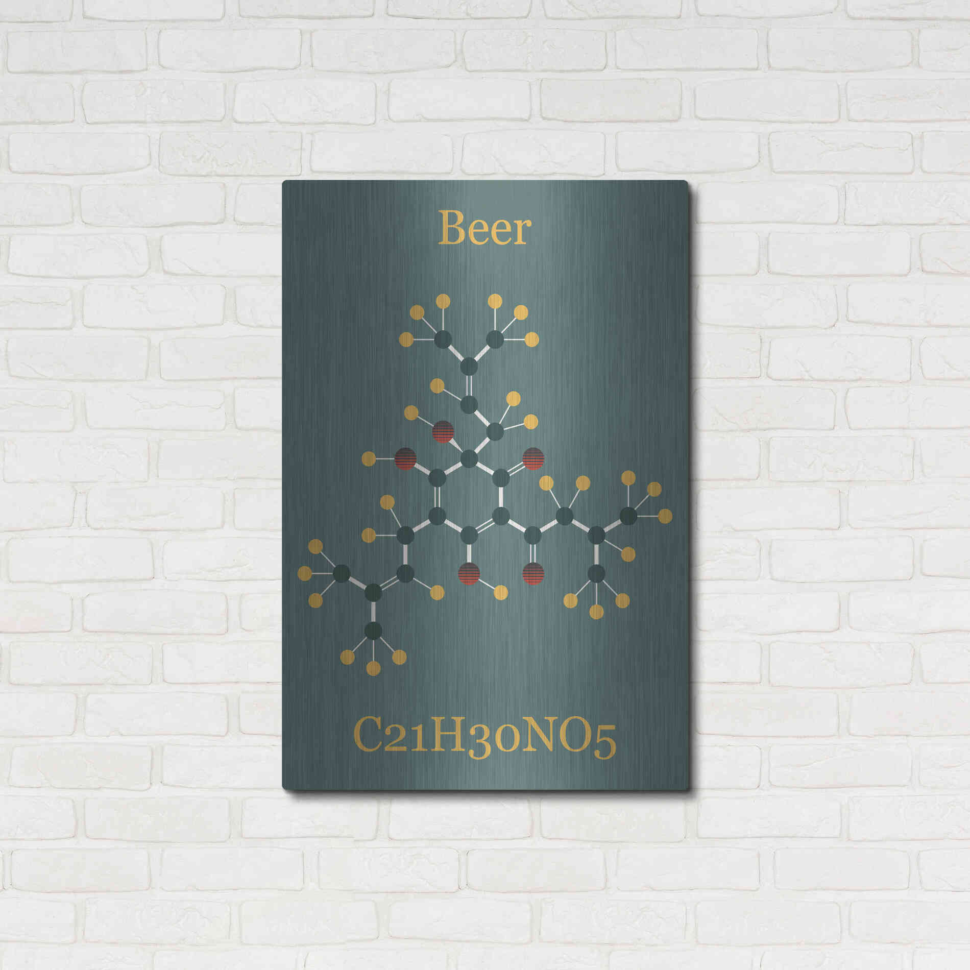 Luxe Metal Art 'Beer Molecule II' by Epic Portfolio, Metal Wall Art,24x36