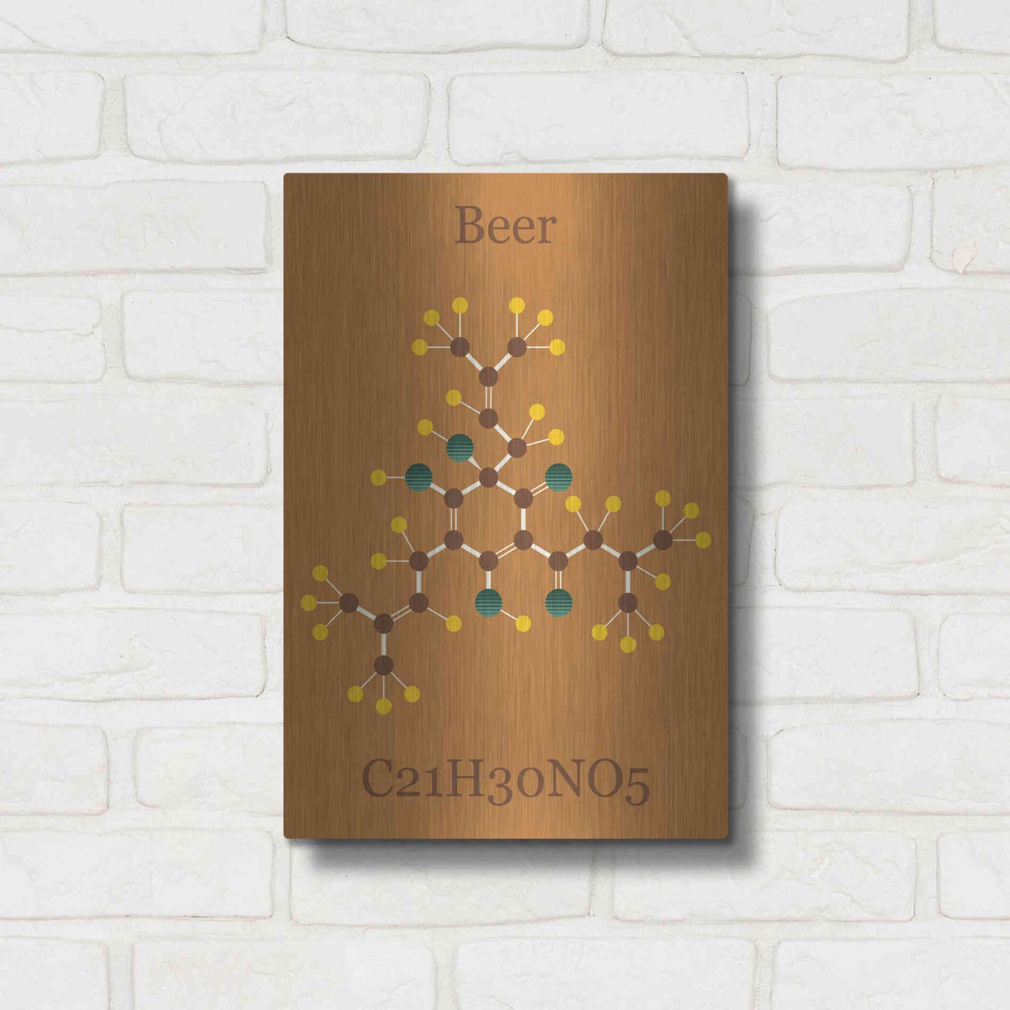 Luxe Metal Art 'Beer Molecule I' by Epic Portfolio, Metal Wall Art,12x16