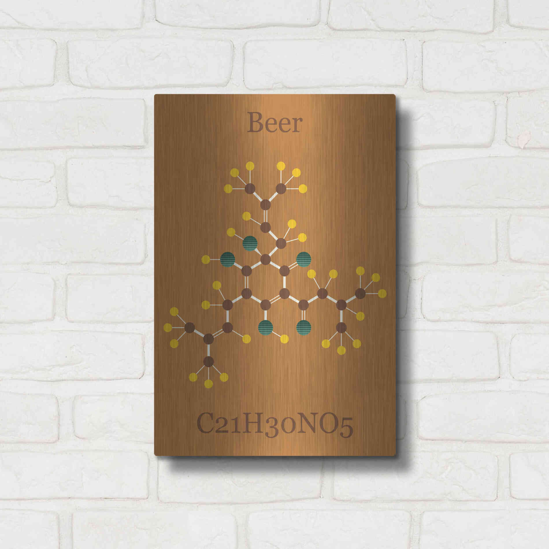 Luxe Metal Art 'Beer Molecule I' by Epic Portfolio, Metal Wall Art,12x16