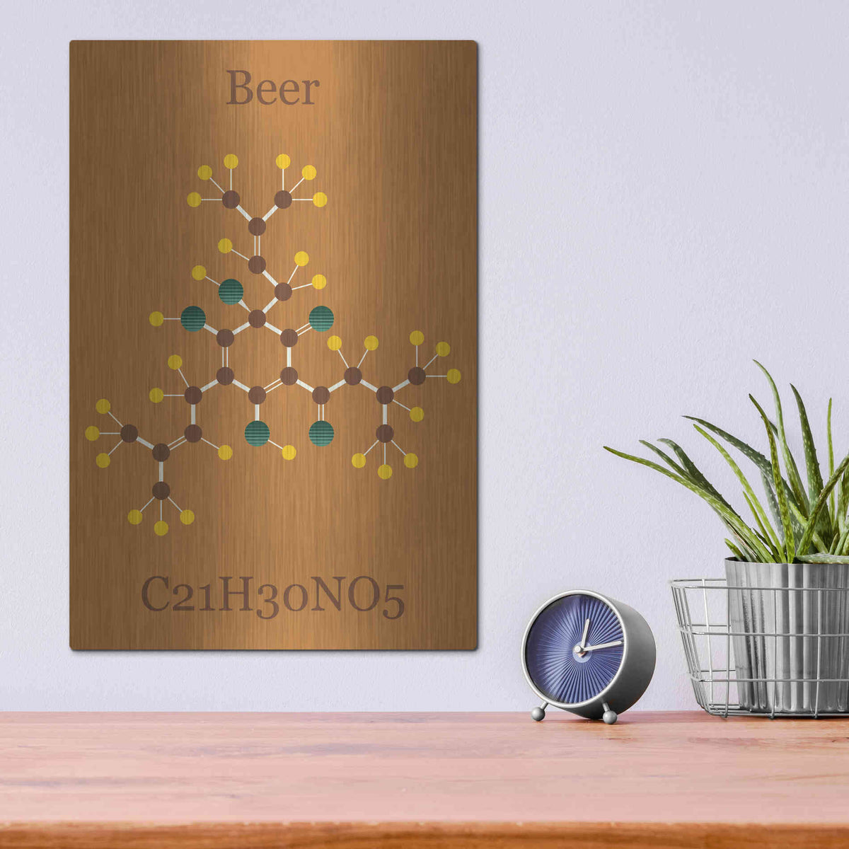 Luxe Metal Art 'Beer Molecule I' by Epic Portfolio, Metal Wall Art,12x16