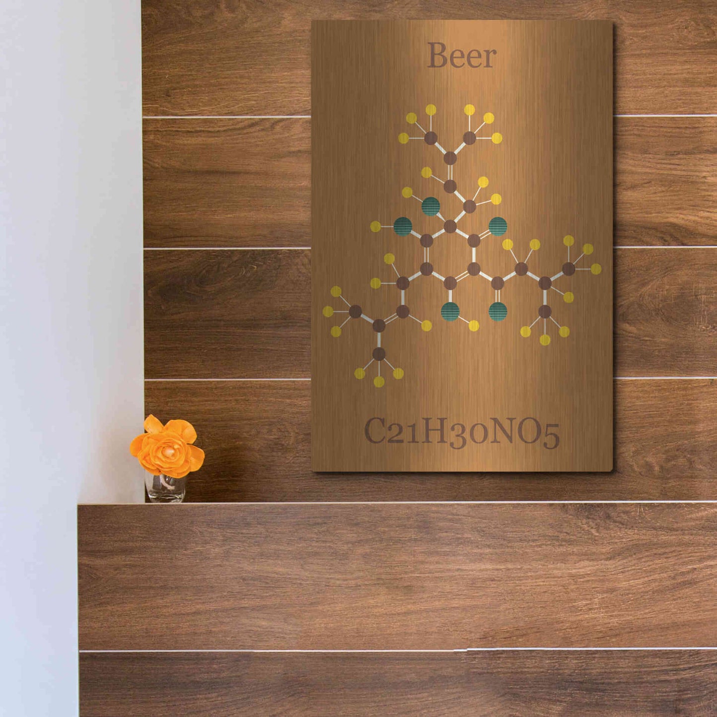 Luxe Metal Art 'Beer Molecule I' by Epic Portfolio, Metal Wall Art,12x16