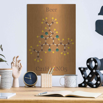 Luxe Metal Art 'Beer Molecule I' by Epic Portfolio, Metal Wall Art,12x16