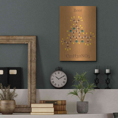 Luxe Metal Art 'Beer Molecule I' by Epic Portfolio, Metal Wall Art,12x16
