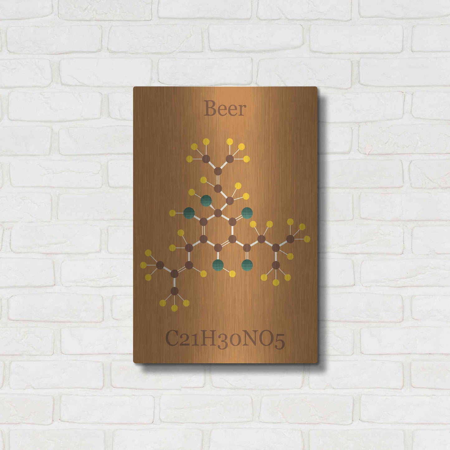 Luxe Metal Art 'Beer Molecule I' by Epic Portfolio, Metal Wall Art,16x24