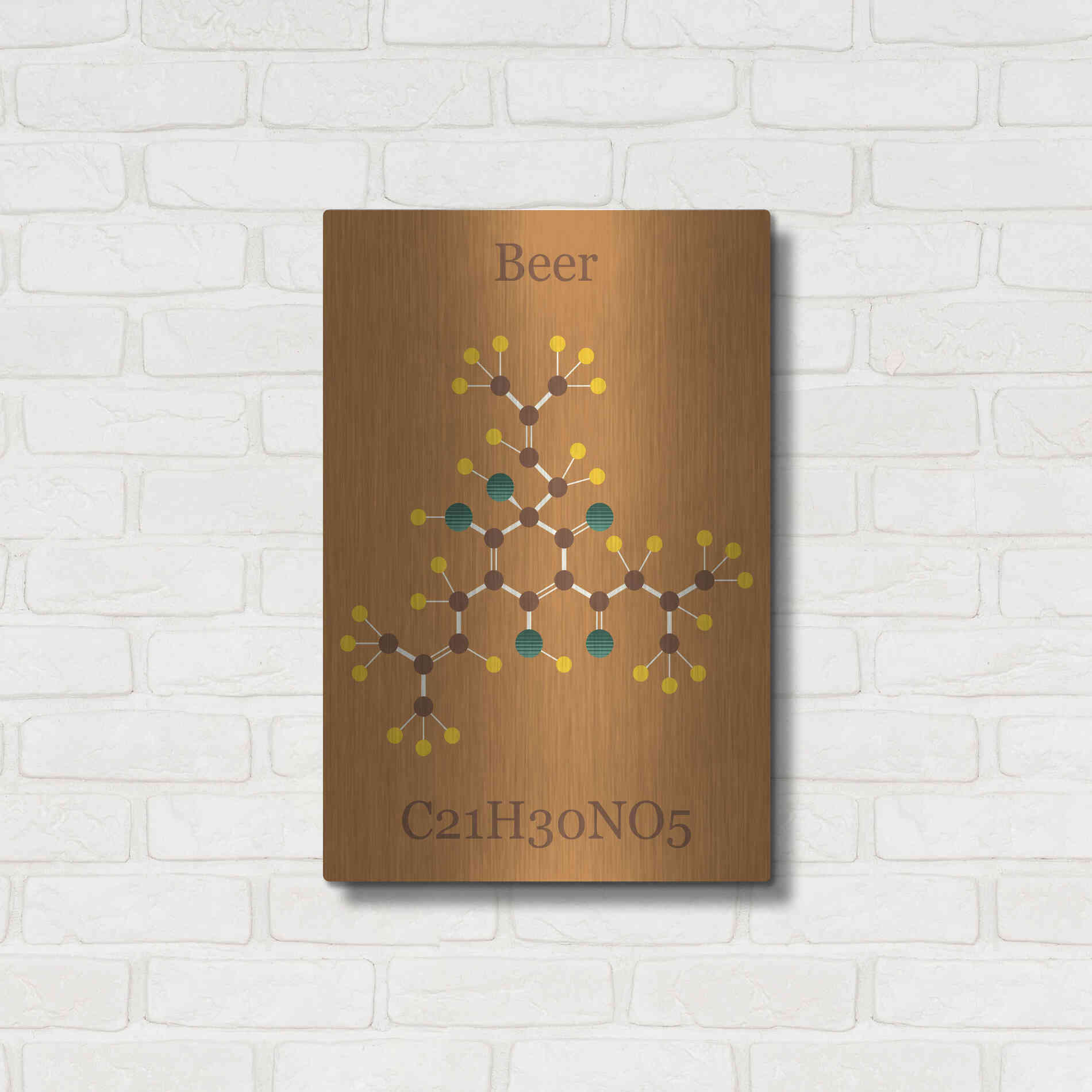 Luxe Metal Art 'Beer Molecule I' by Epic Portfolio, Metal Wall Art,16x24