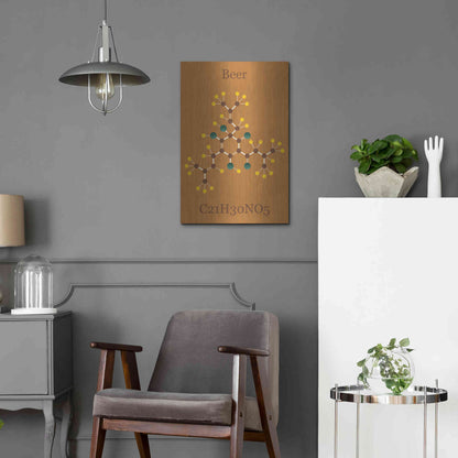Luxe Metal Art 'Beer Molecule I' by Epic Portfolio, Metal Wall Art,16x24