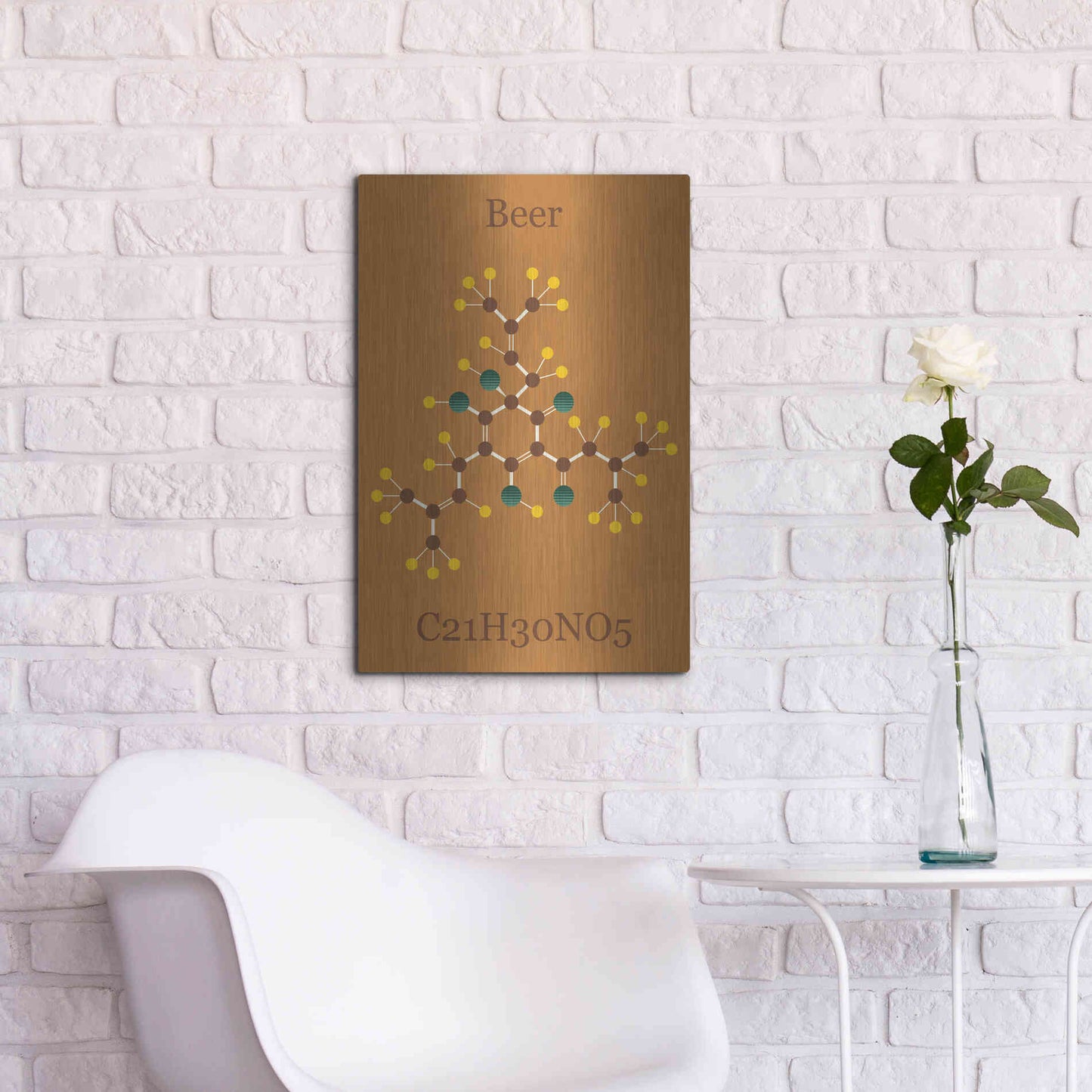 Luxe Metal Art 'Beer Molecule I' by Epic Portfolio, Metal Wall Art,16x24
