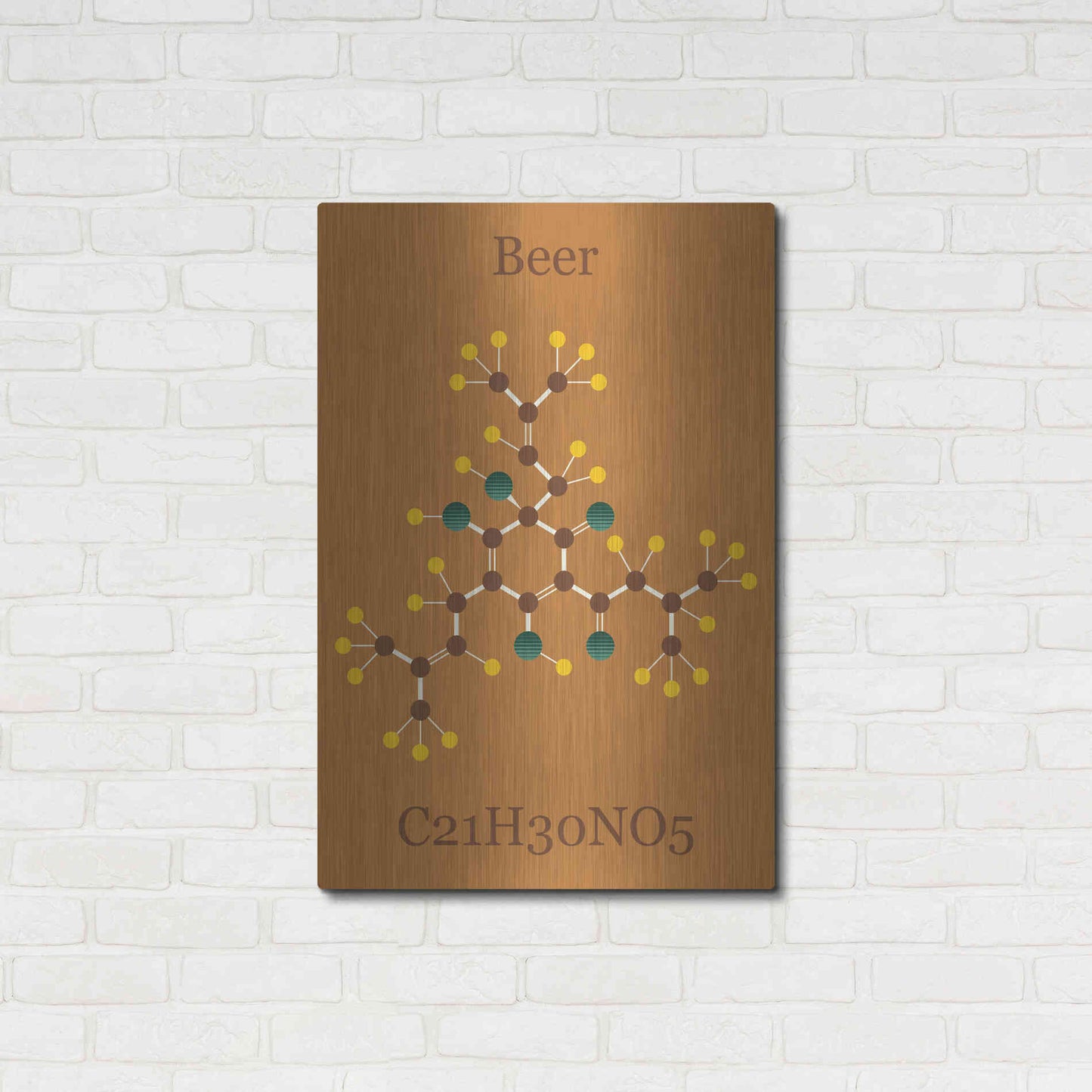 Luxe Metal Art 'Beer Molecule I' by Epic Portfolio, Metal Wall Art,24x36