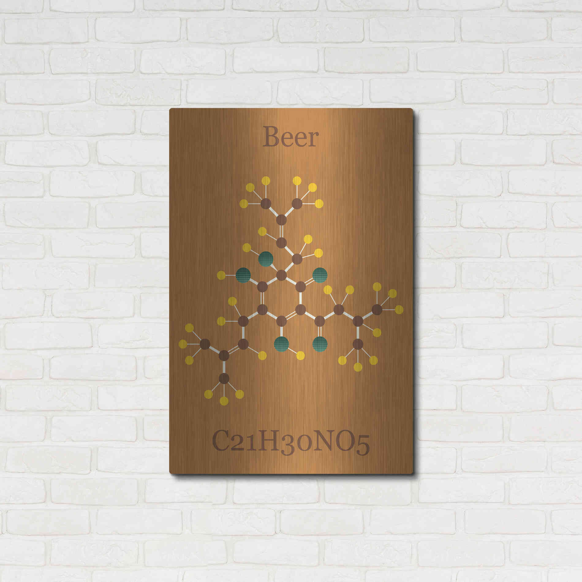 Luxe Metal Art 'Beer Molecule I' by Epic Portfolio, Metal Wall Art,24x36