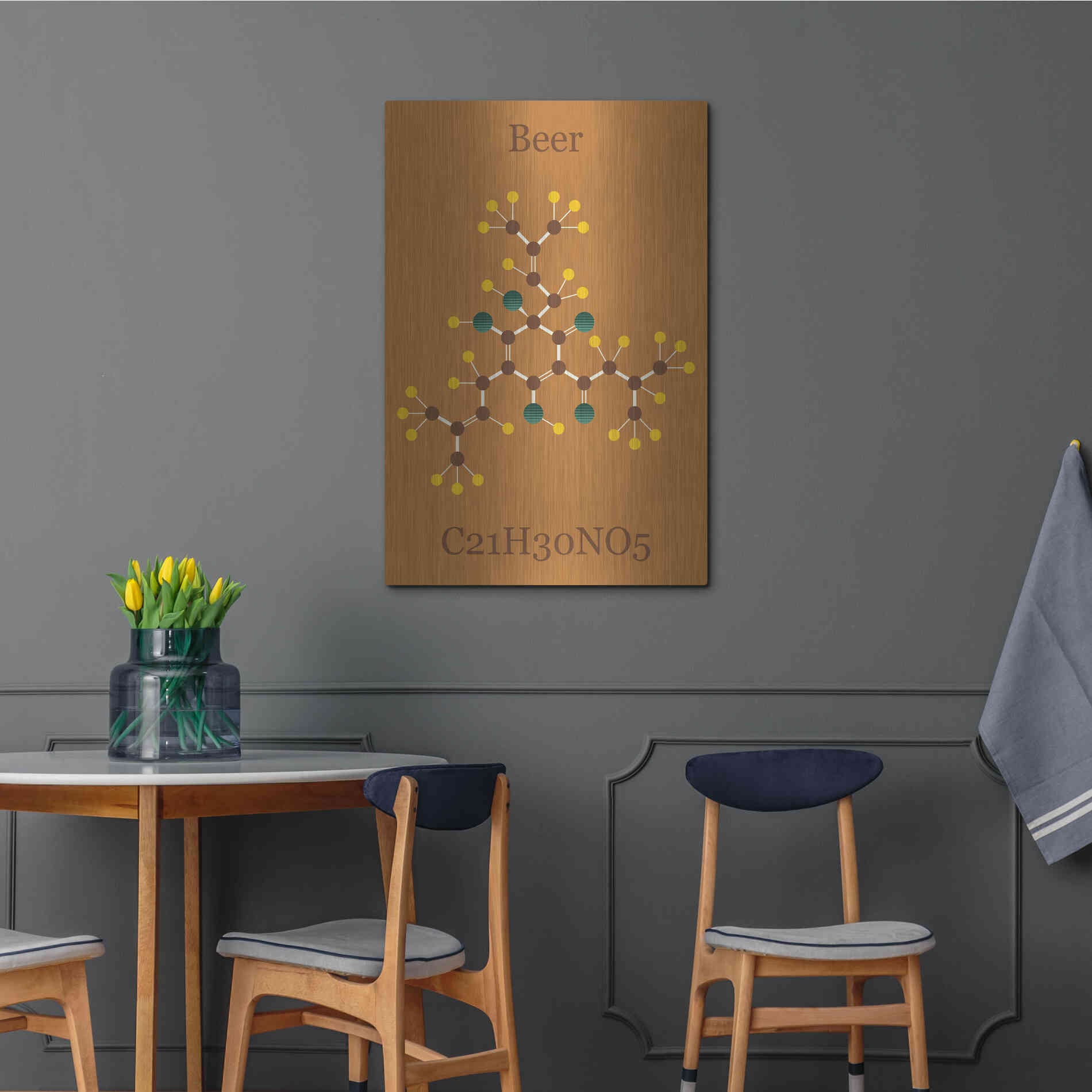 Luxe Metal Art 'Beer Molecule I' by Epic Portfolio, Metal Wall Art,24x36