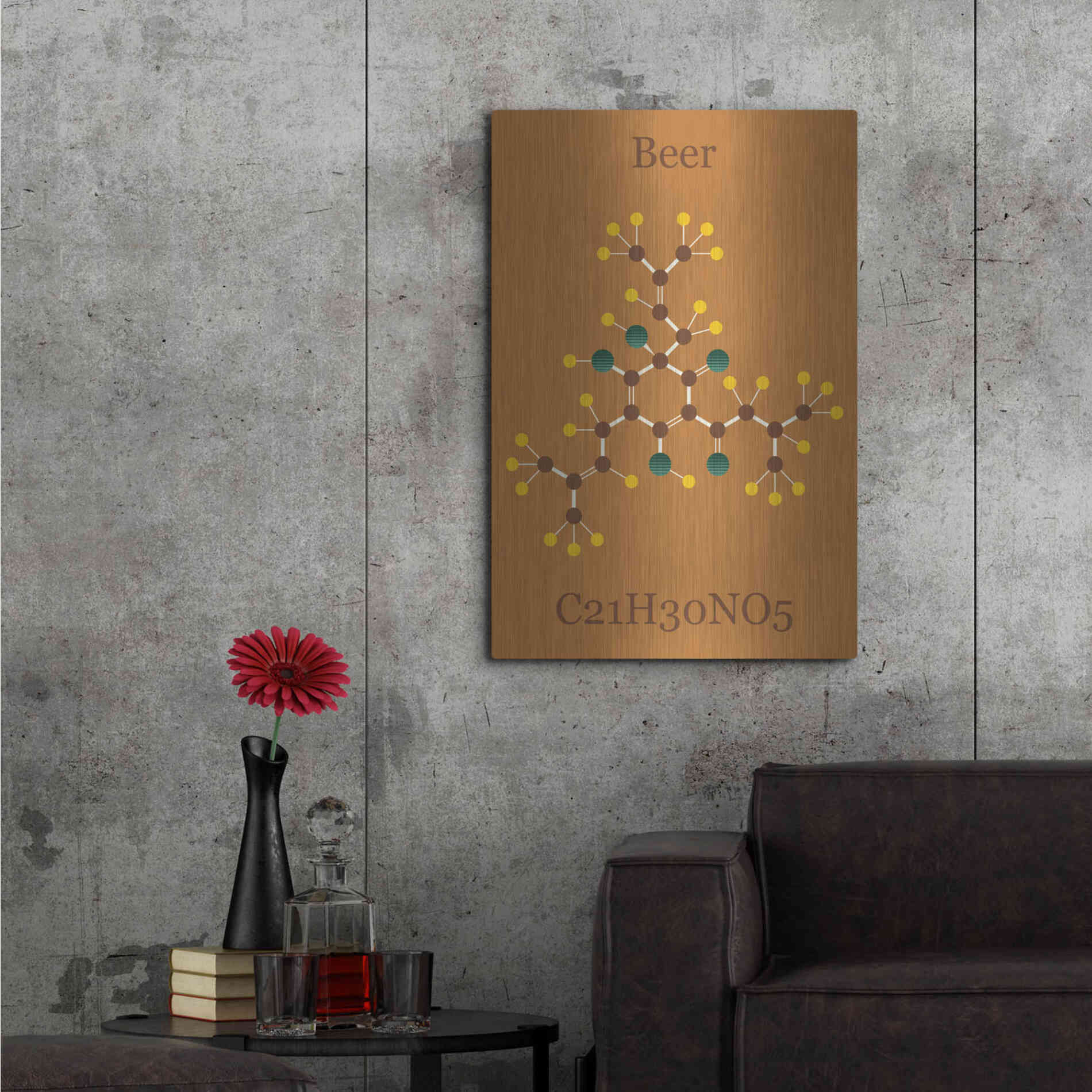 Luxe Metal Art 'Beer Molecule I' by Epic Portfolio, Metal Wall Art,24x36