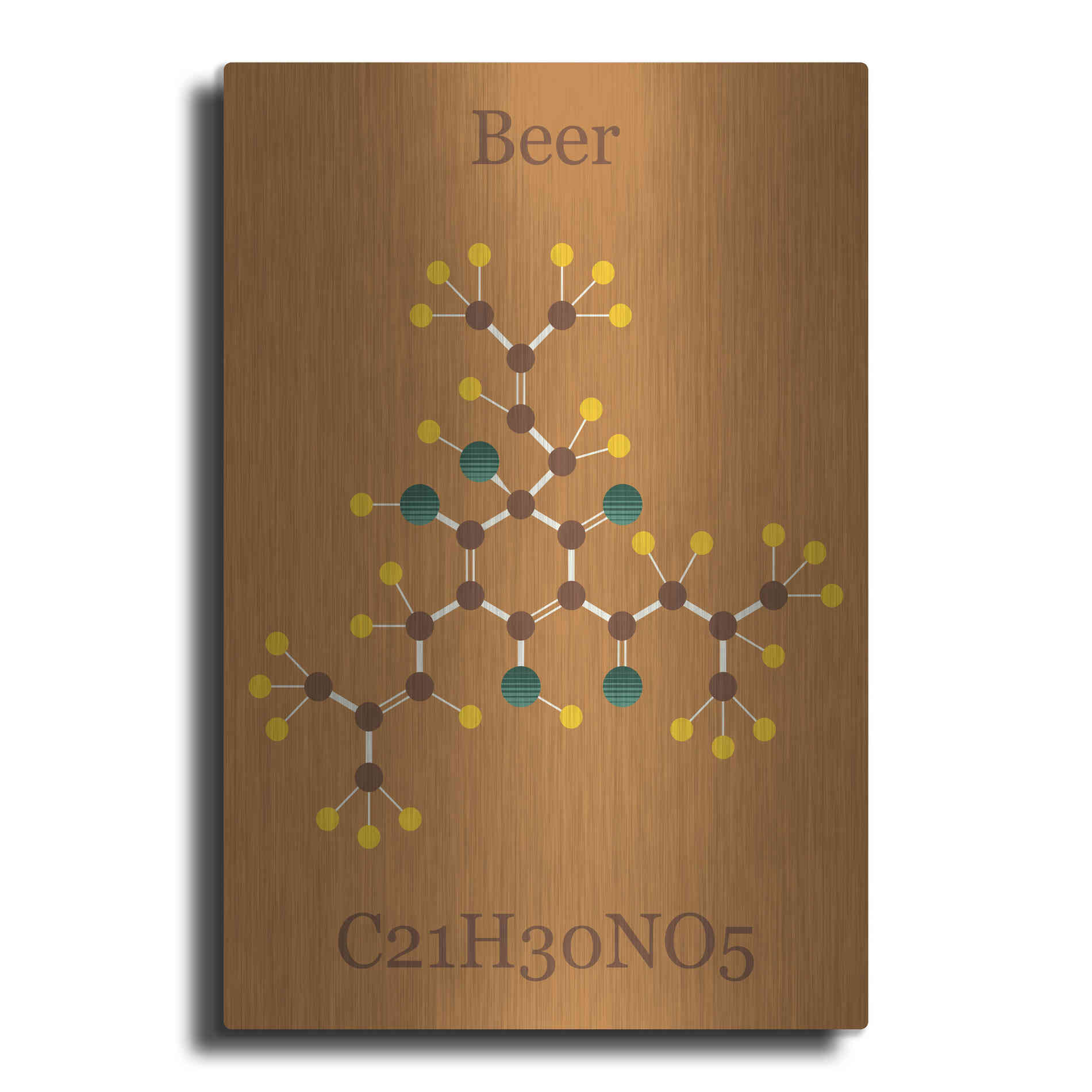 Luxe Metal Art 'Beer Molecule I' by Epic Portfolio, Metal Wall Art