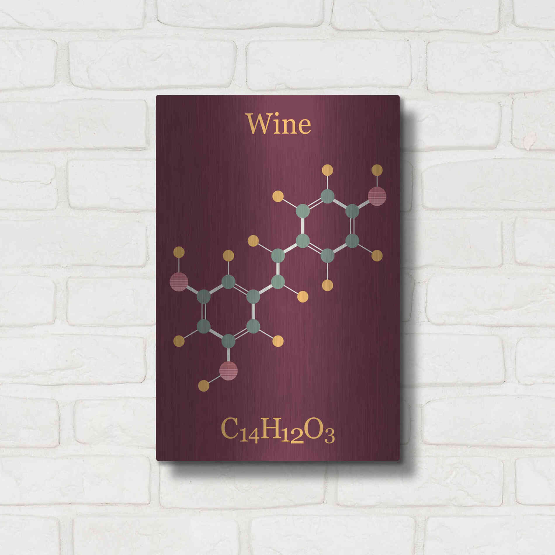 Luxe Metal Art 'Wine Molecule' by Epic Portfolio, Metal Wall Art,12x16