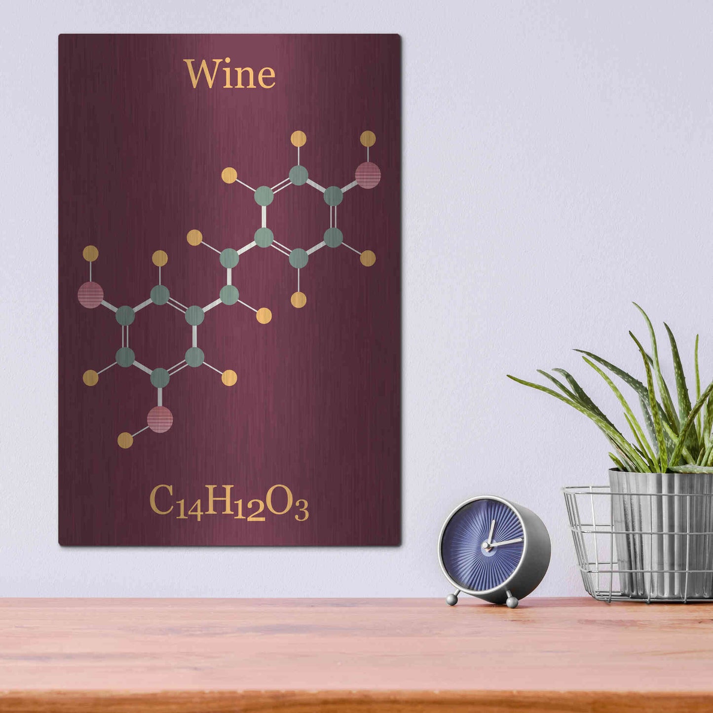 Luxe Metal Art 'Wine Molecule' by Epic Portfolio, Metal Wall Art,12x16