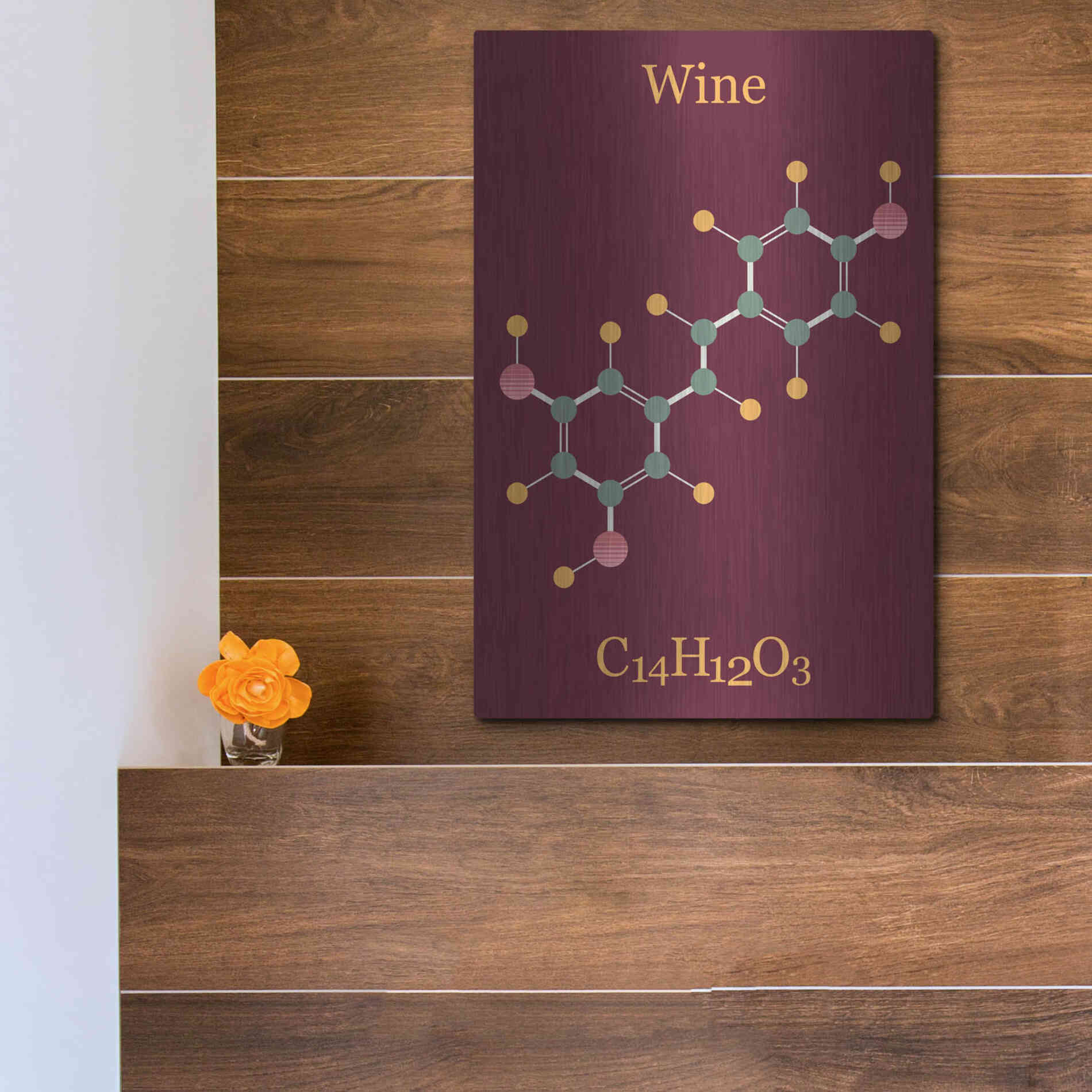 Luxe Metal Art 'Wine Molecule' by Epic Portfolio, Metal Wall Art,12x16