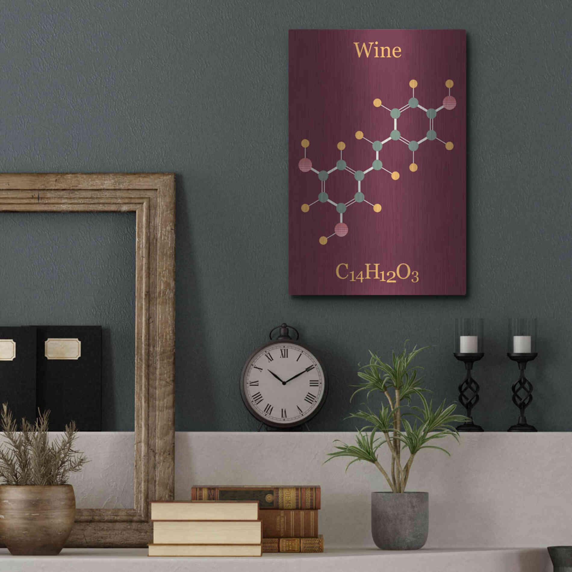 Luxe Metal Art 'Wine Molecule' by Epic Portfolio, Metal Wall Art,12x16