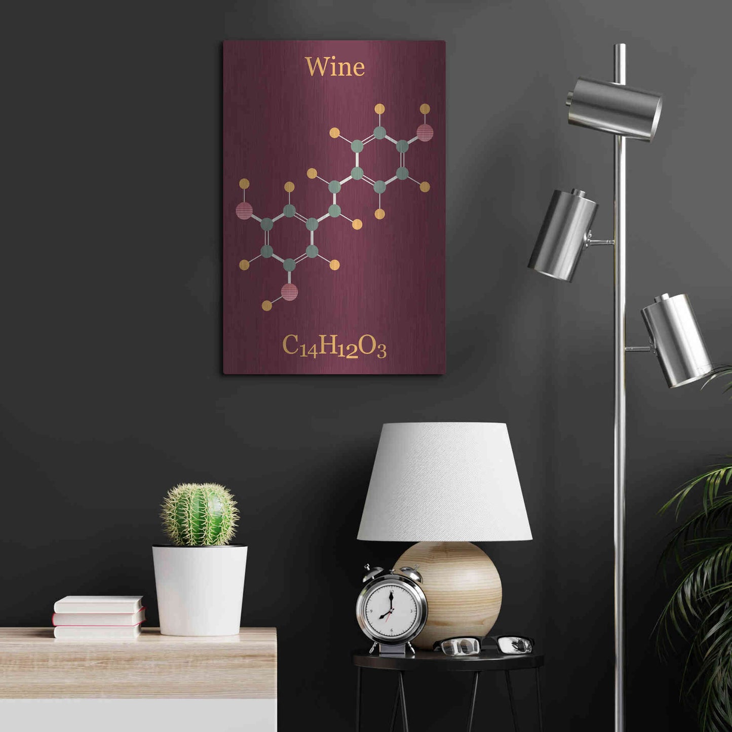 Luxe Metal Art 'Wine Molecule' by Epic Portfolio, Metal Wall Art,16x24