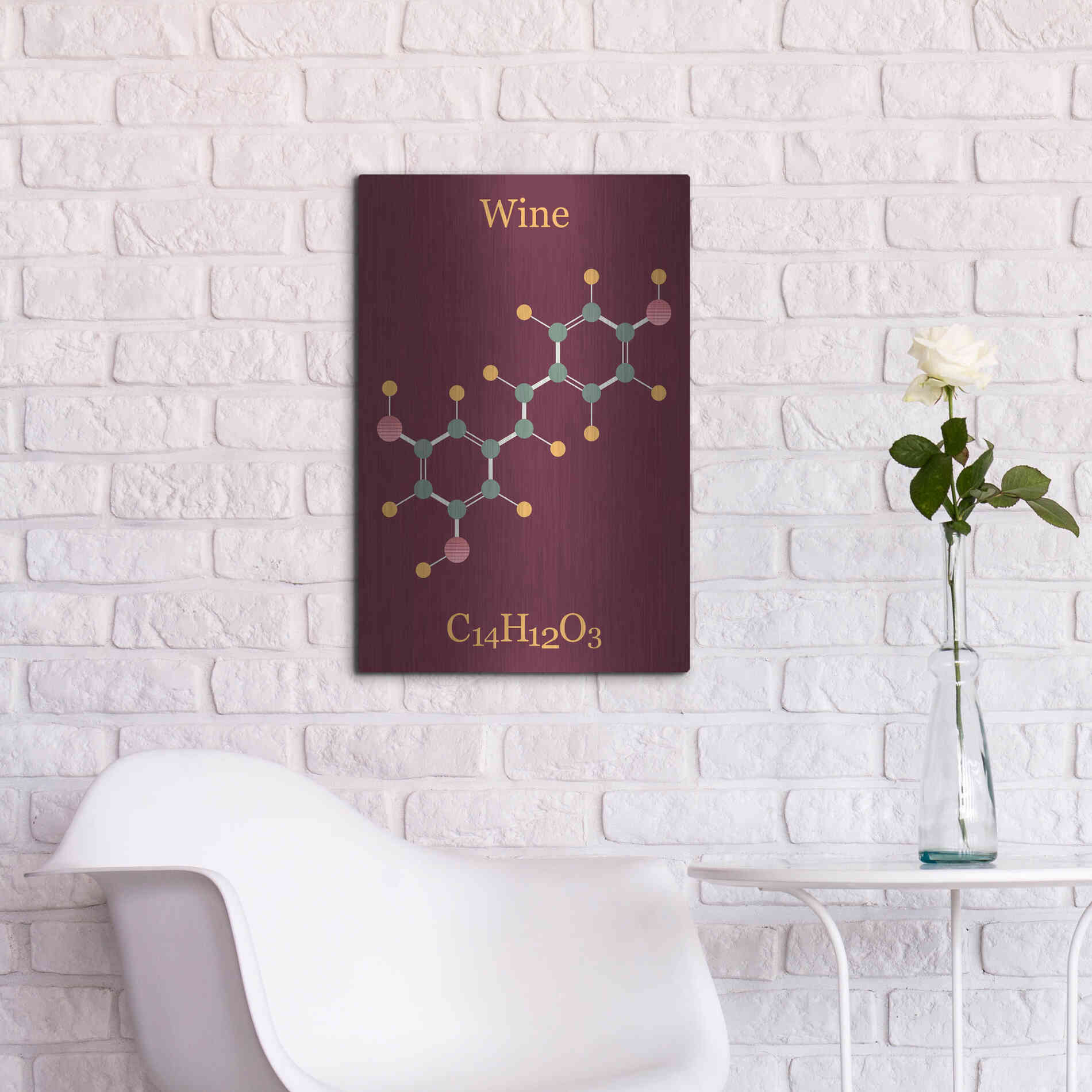 Luxe Metal Art 'Wine Molecule' by Epic Portfolio, Metal Wall Art,16x24