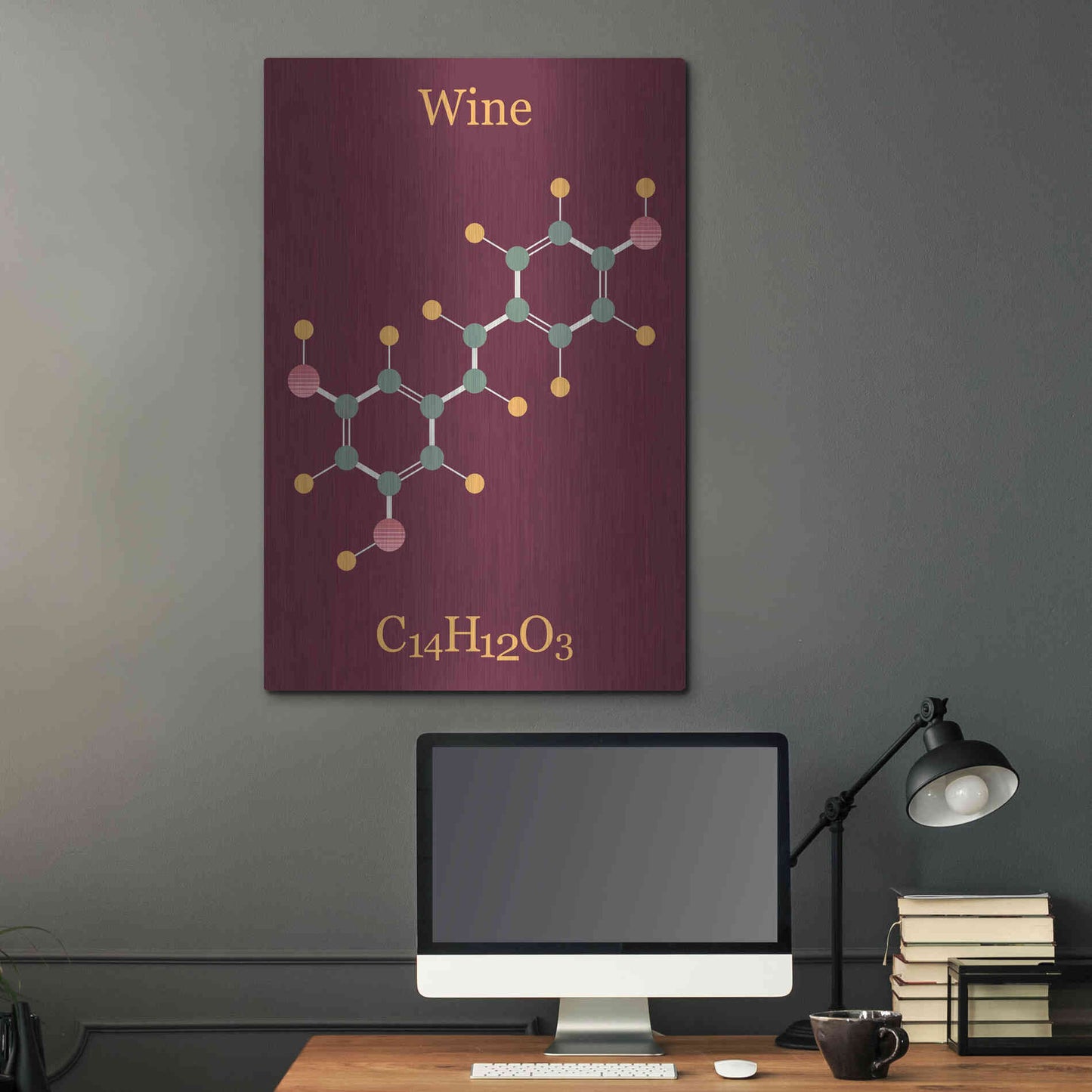 Luxe Metal Art 'Wine Molecule' by Epic Portfolio, Metal Wall Art,24x36