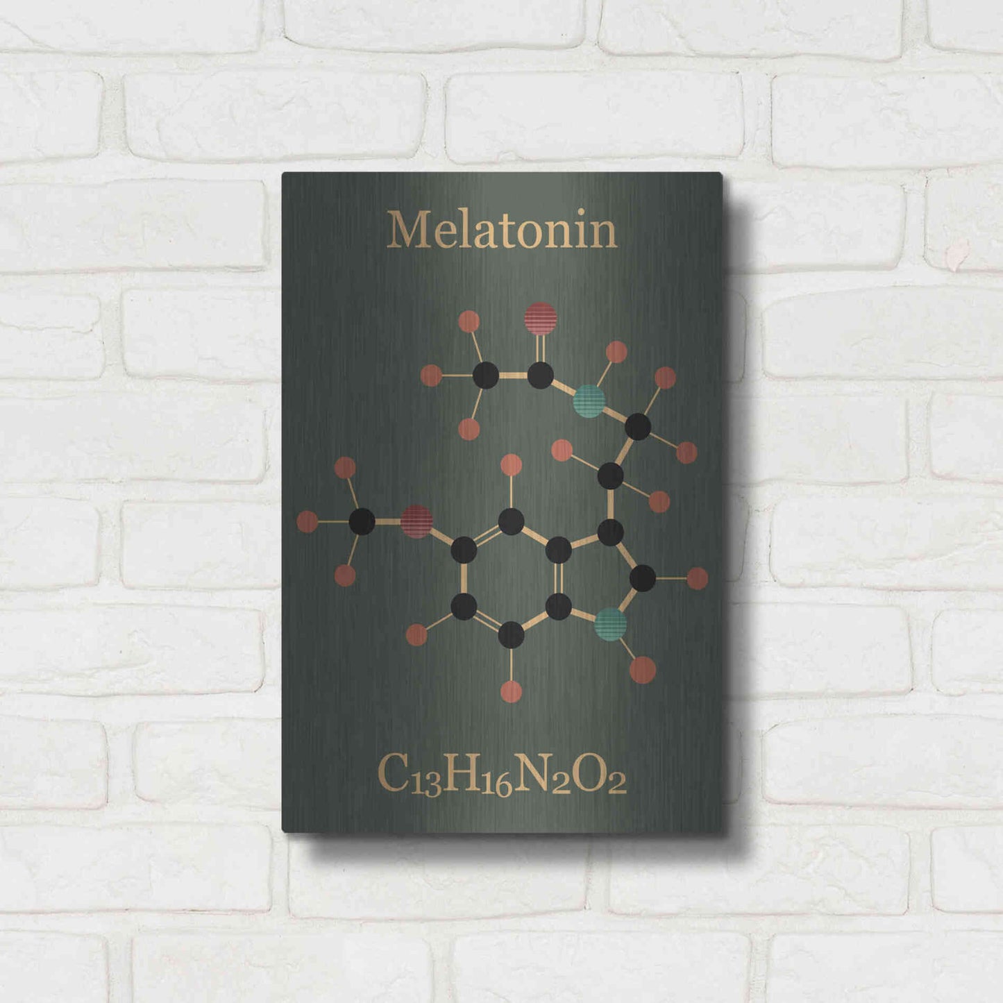 Luxe Metal Art 'Melatonin Molecule III' by Epic Portfolio, Metal Wall Art,12x16