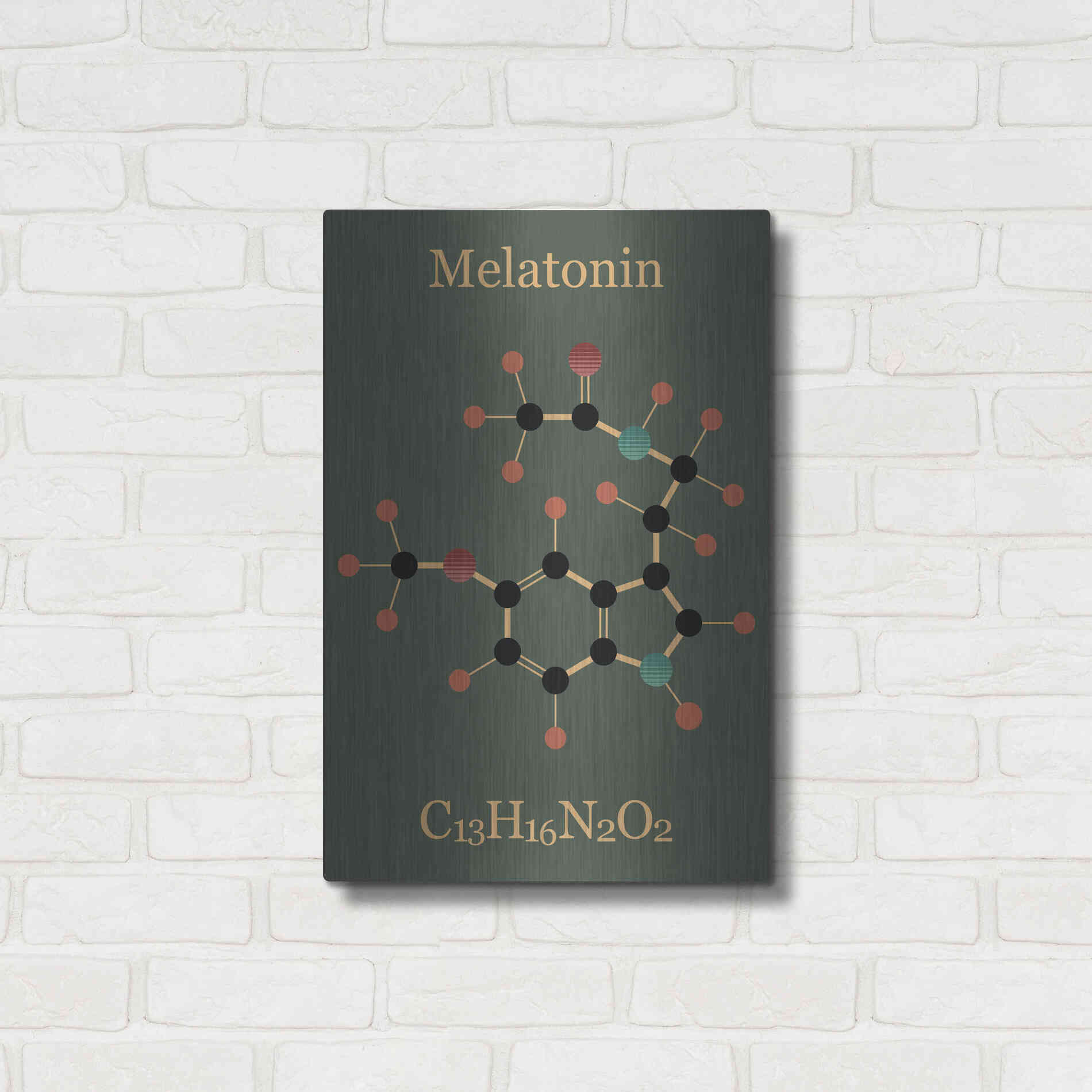 Luxe Metal Art 'Melatonin Molecule III' by Epic Portfolio, Metal Wall Art,16x24