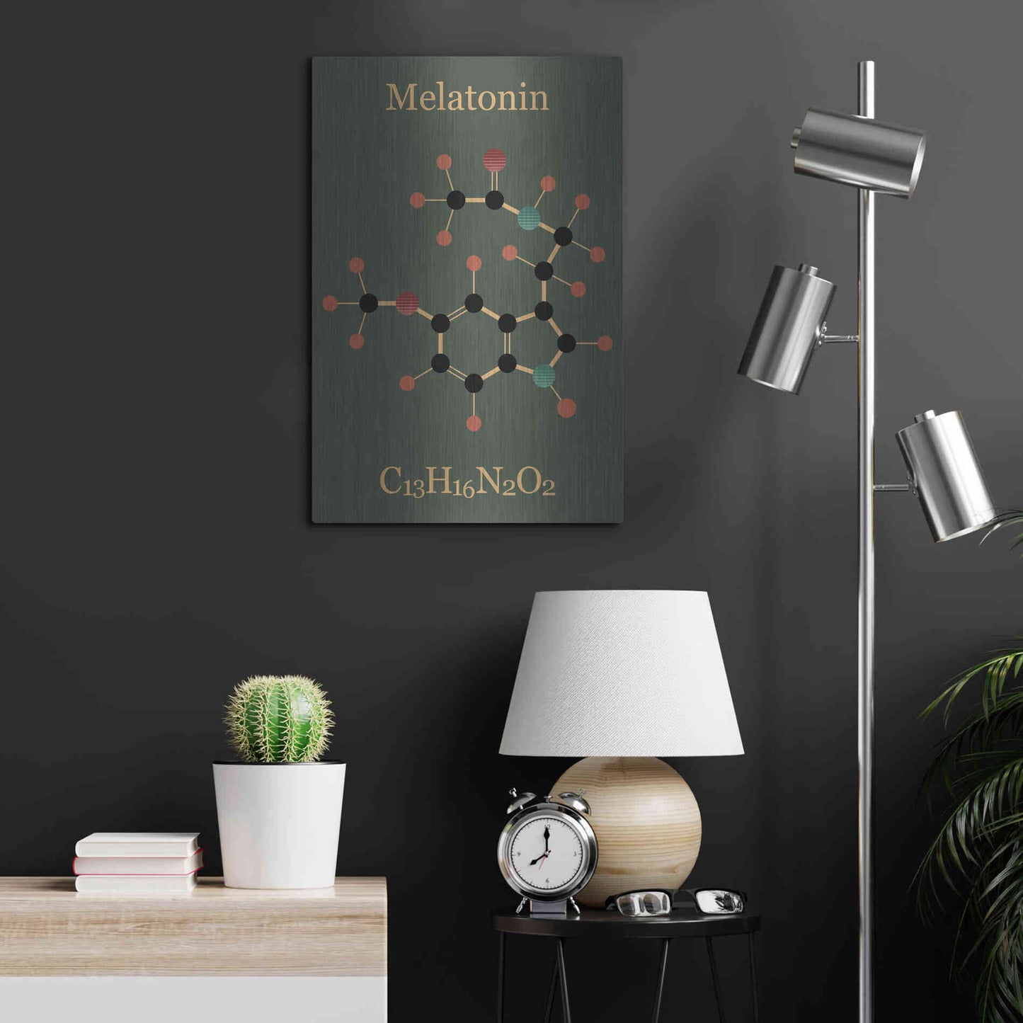 Luxe Metal Art 'Melatonin Molecule III' by Epic Portfolio, Metal Wall Art,16x24