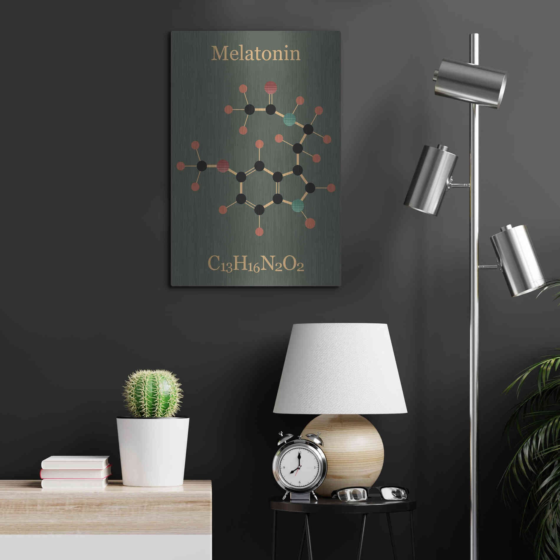 Luxe Metal Art 'Melatonin Molecule III' by Epic Portfolio, Metal Wall Art,16x24