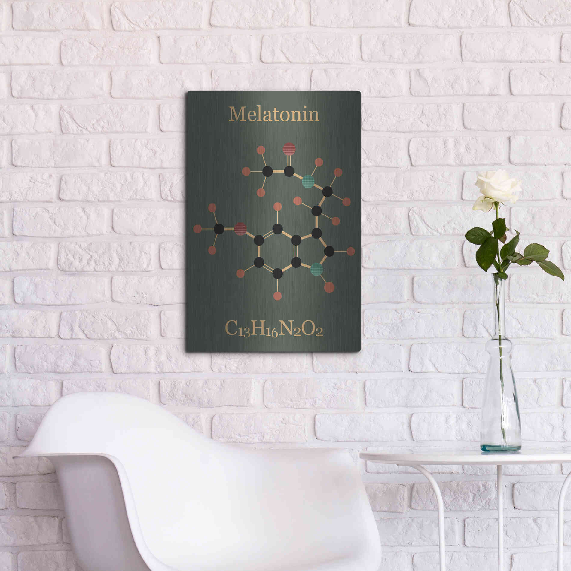 Luxe Metal Art 'Melatonin Molecule III' by Epic Portfolio, Metal Wall Art,16x24