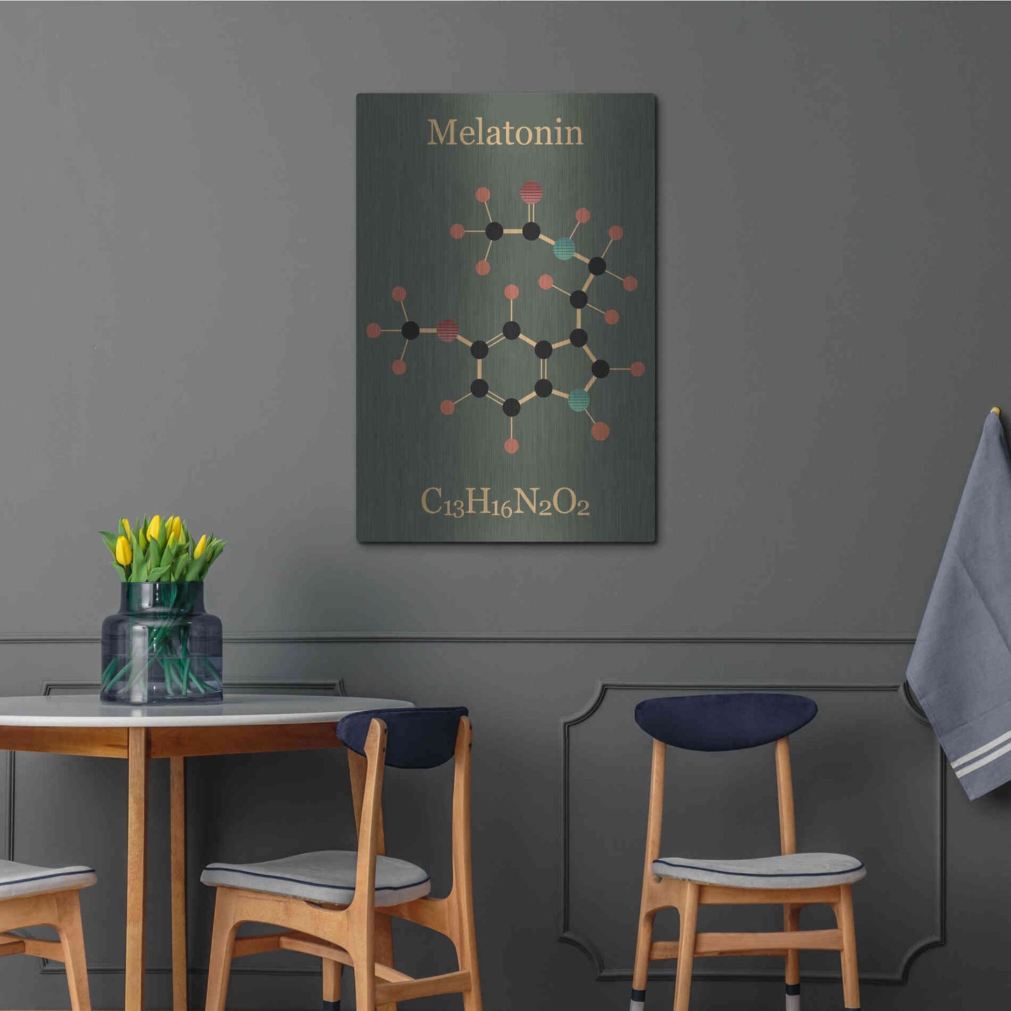 Luxe Metal Art 'Melatonin Molecule III' by Epic Portfolio, Metal Wall Art,24x36