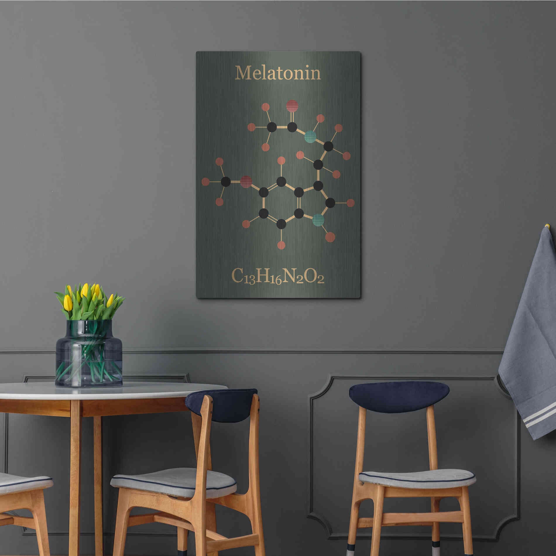Luxe Metal Art 'Melatonin Molecule III' by Epic Portfolio, Metal Wall Art,24x36