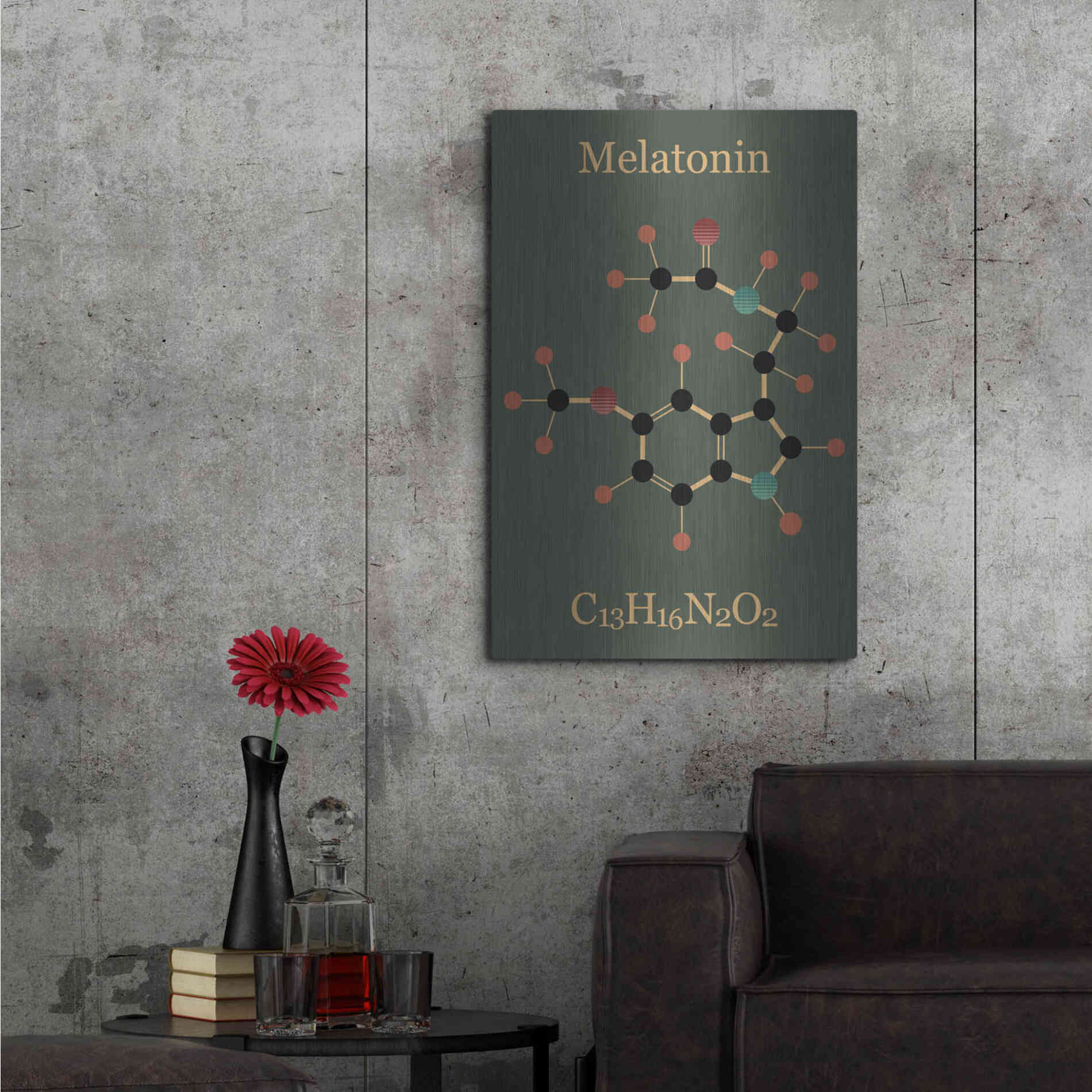 Luxe Metal Art 'Melatonin Molecule III' by Epic Portfolio, Metal Wall Art,24x36