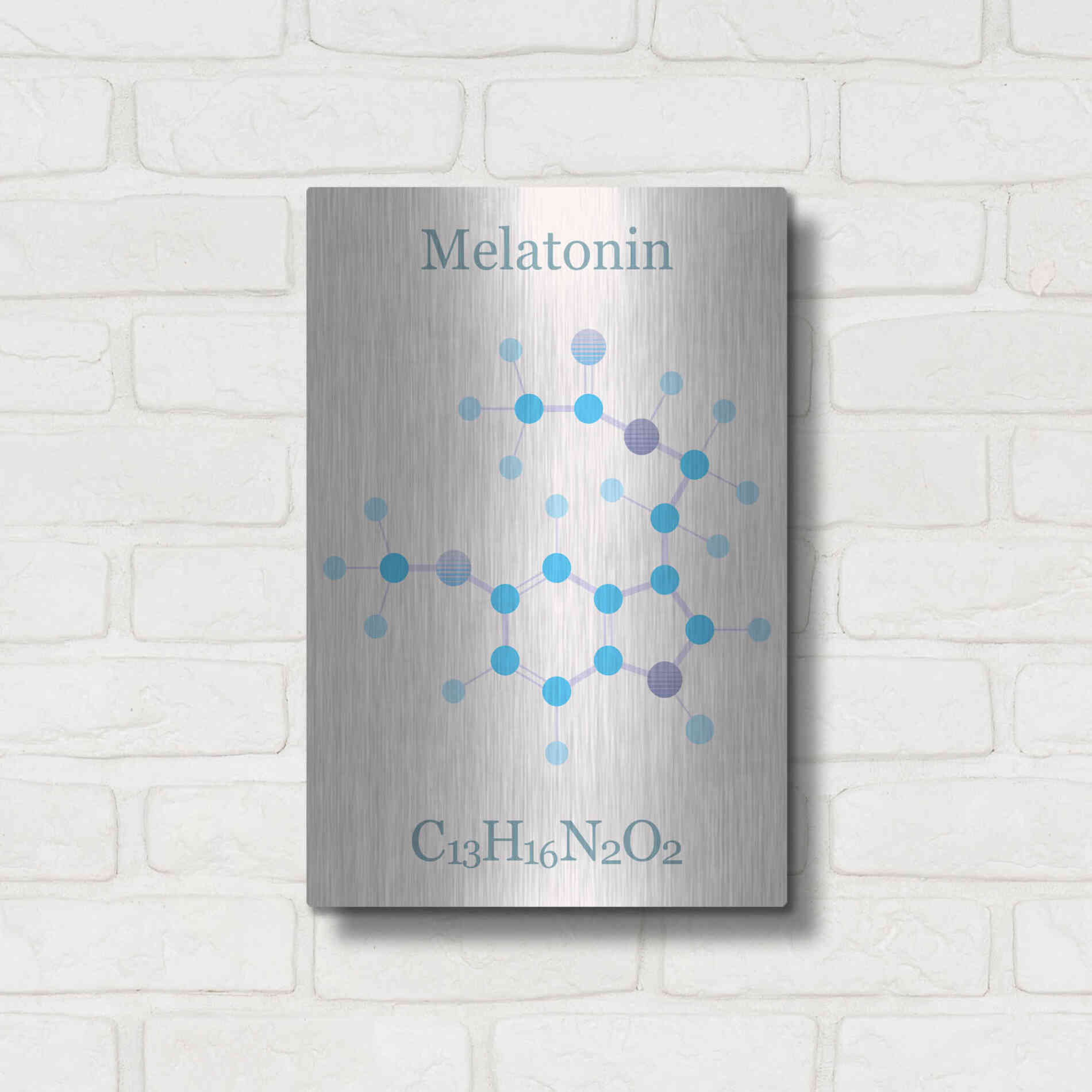 Luxe Metal Art 'Melatonin Molecule II' by Epic Portfolio, Metal Wall Art,12x16