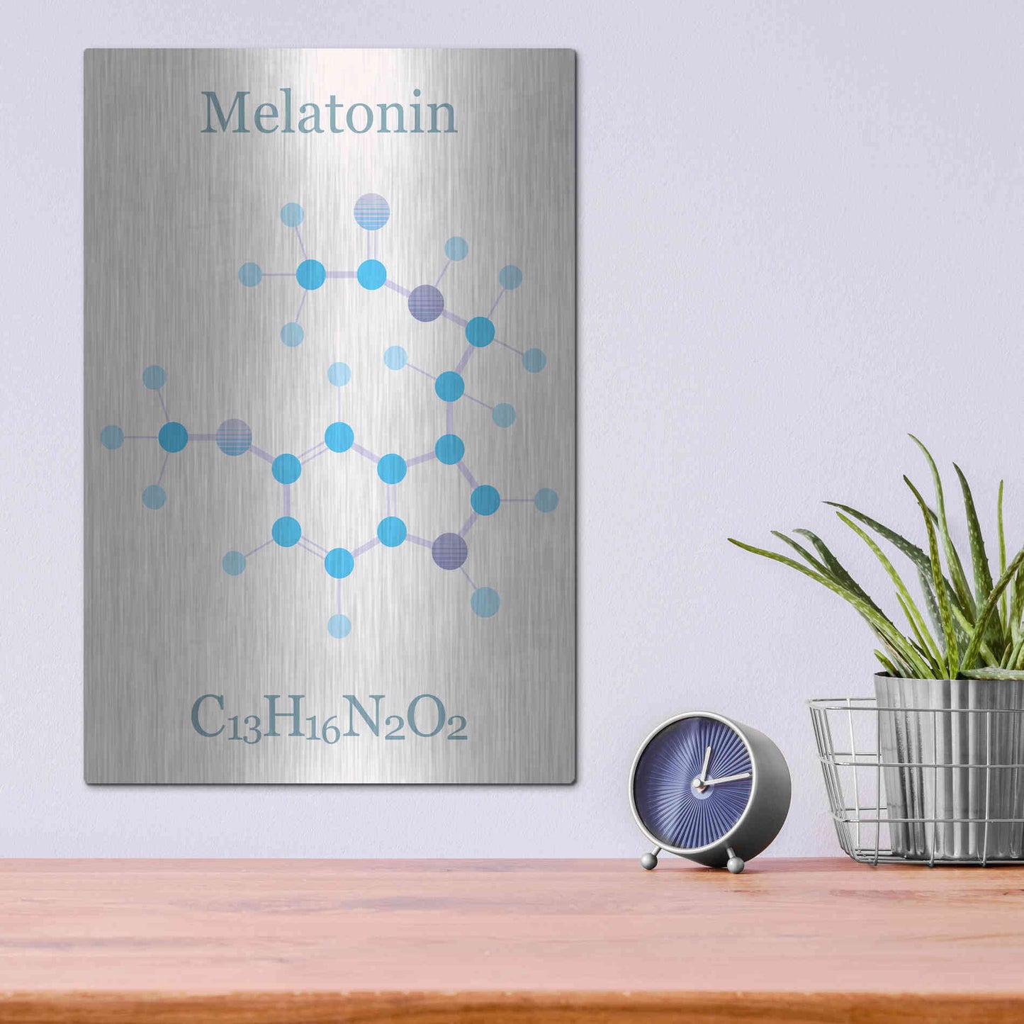 Luxe Metal Art 'Melatonin Molecule II' by Epic Portfolio, Metal Wall Art,12x16
