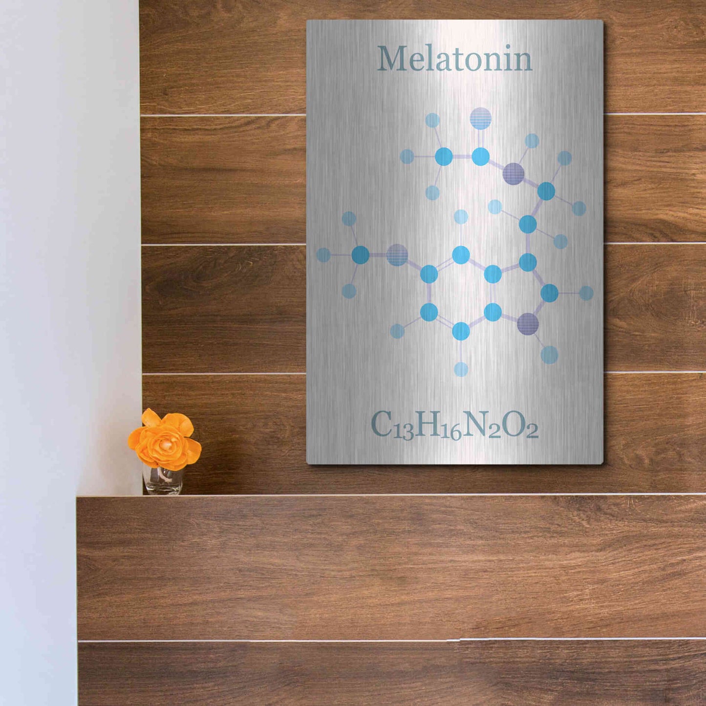 Luxe Metal Art 'Melatonin Molecule II' by Epic Portfolio, Metal Wall Art,12x16