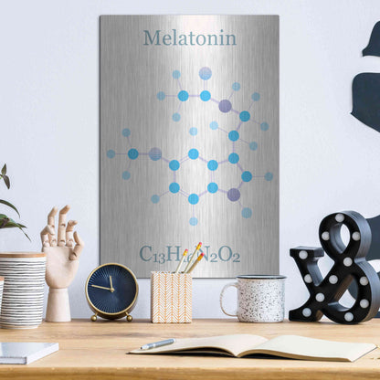 Luxe Metal Art 'Melatonin Molecule II' by Epic Portfolio, Metal Wall Art,12x16