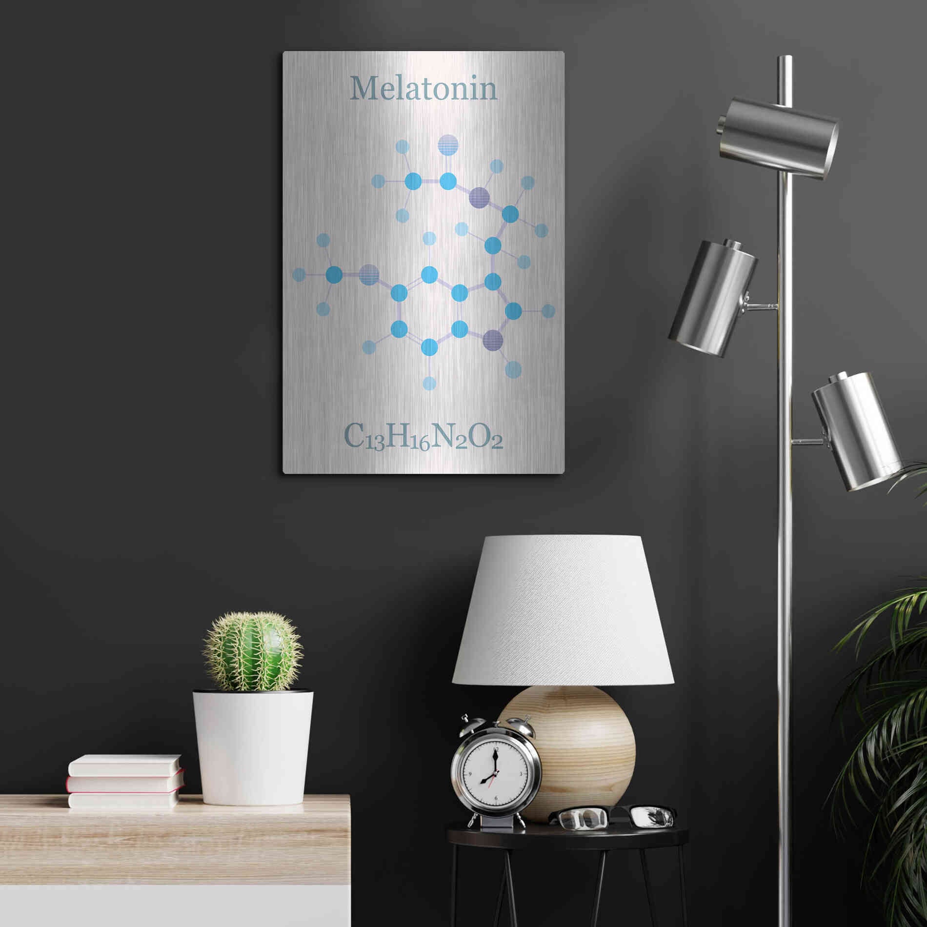 Luxe Metal Art 'Melatonin Molecule II' by Epic Portfolio, Metal Wall Art,16x24