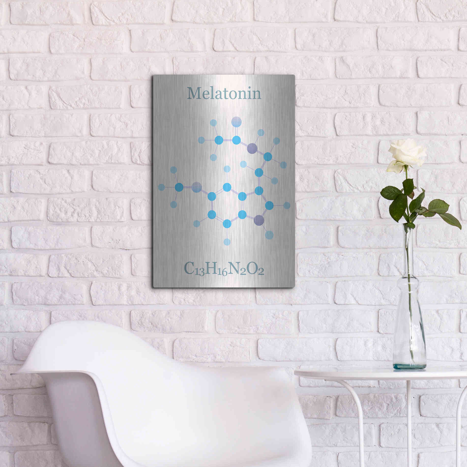 Luxe Metal Art 'Melatonin Molecule II' by Epic Portfolio, Metal Wall Art,16x24